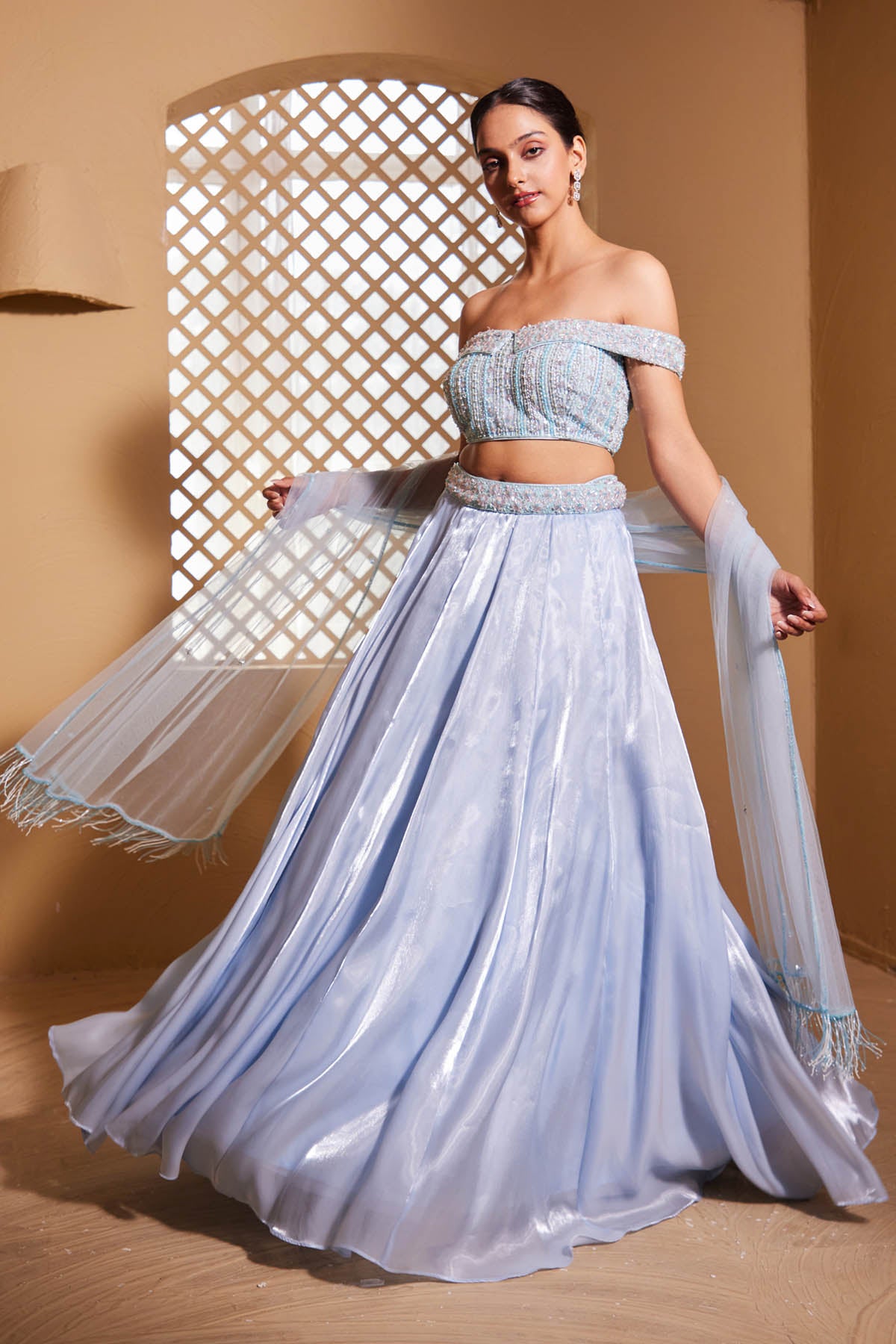 Pastel Blue Handwork Lehenga Set