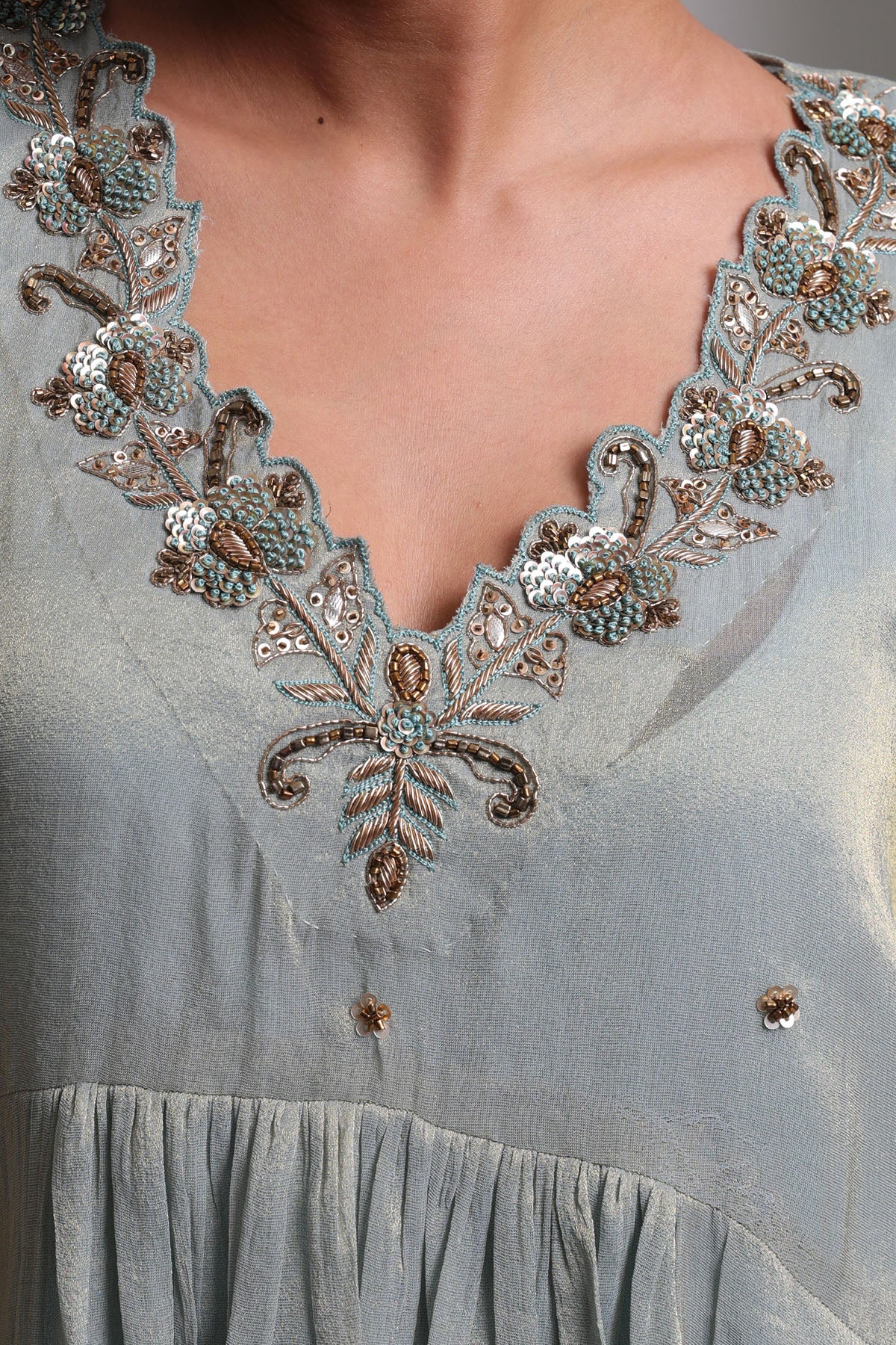 Pastel Blue Tissue Kaftan Set