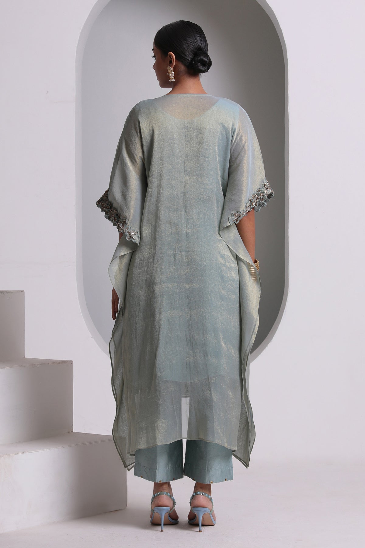 Pastel Blue Tissue Kaftan Set