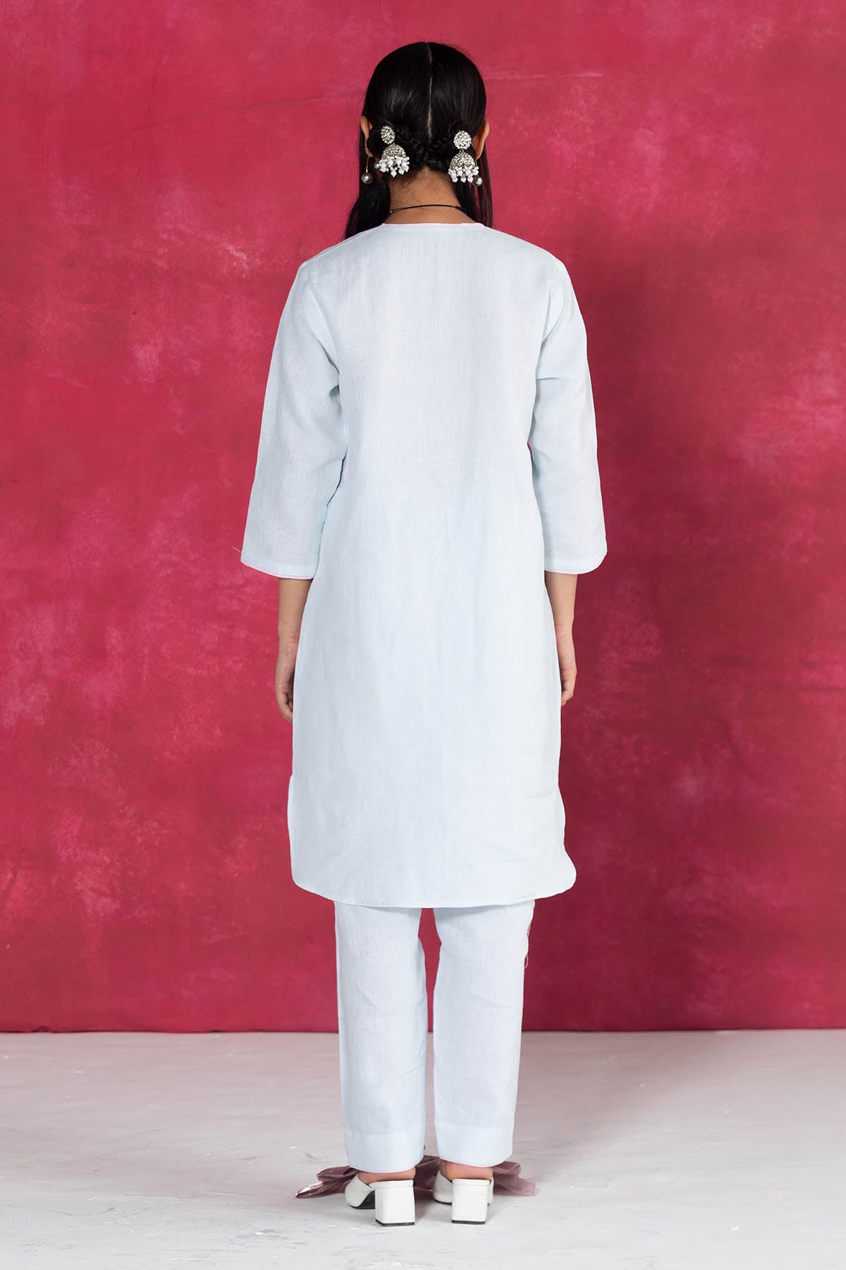 Pastel Blue V-Neck Top & Pants