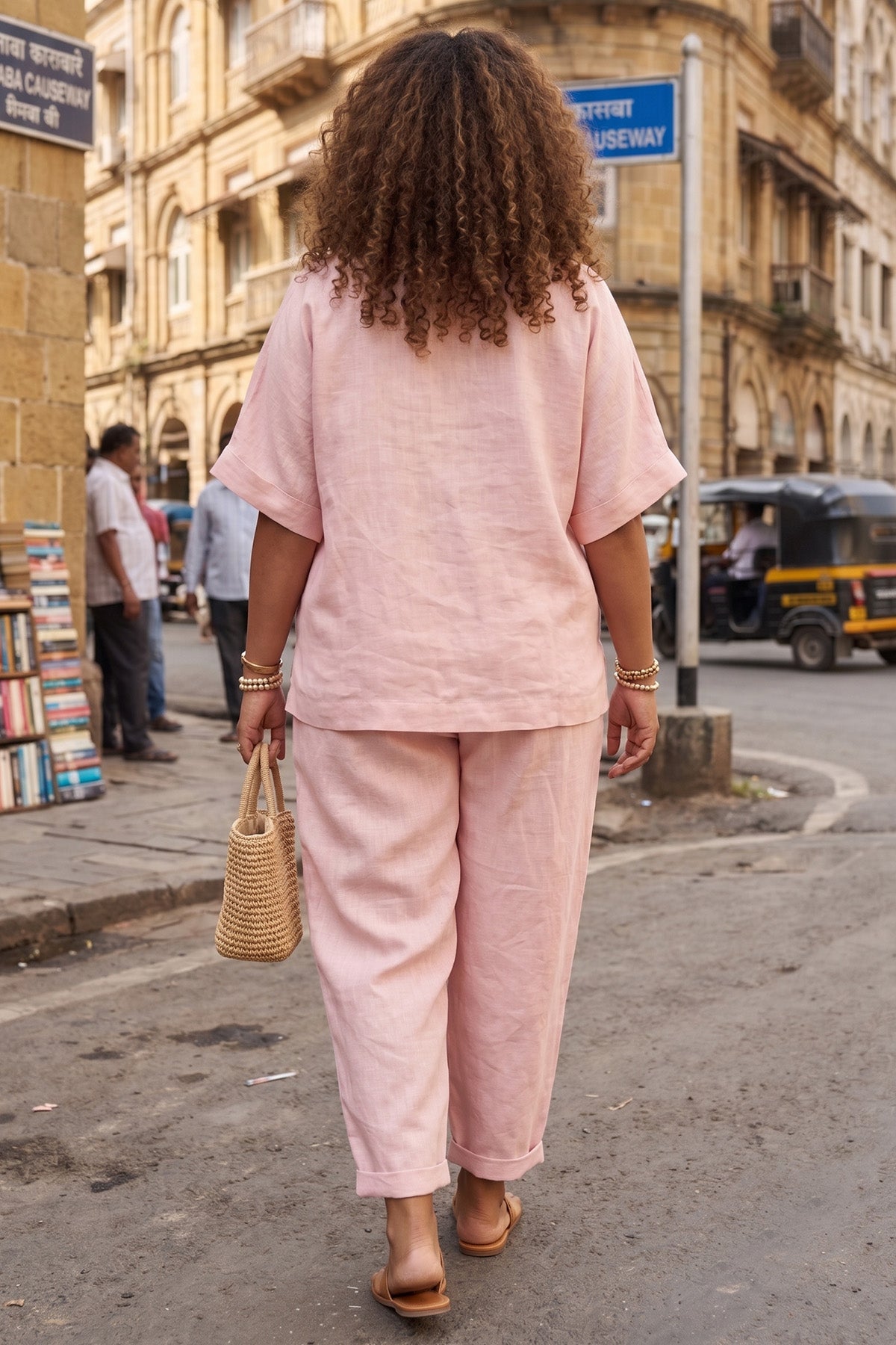 Pastel Peach Half Sleeves Top