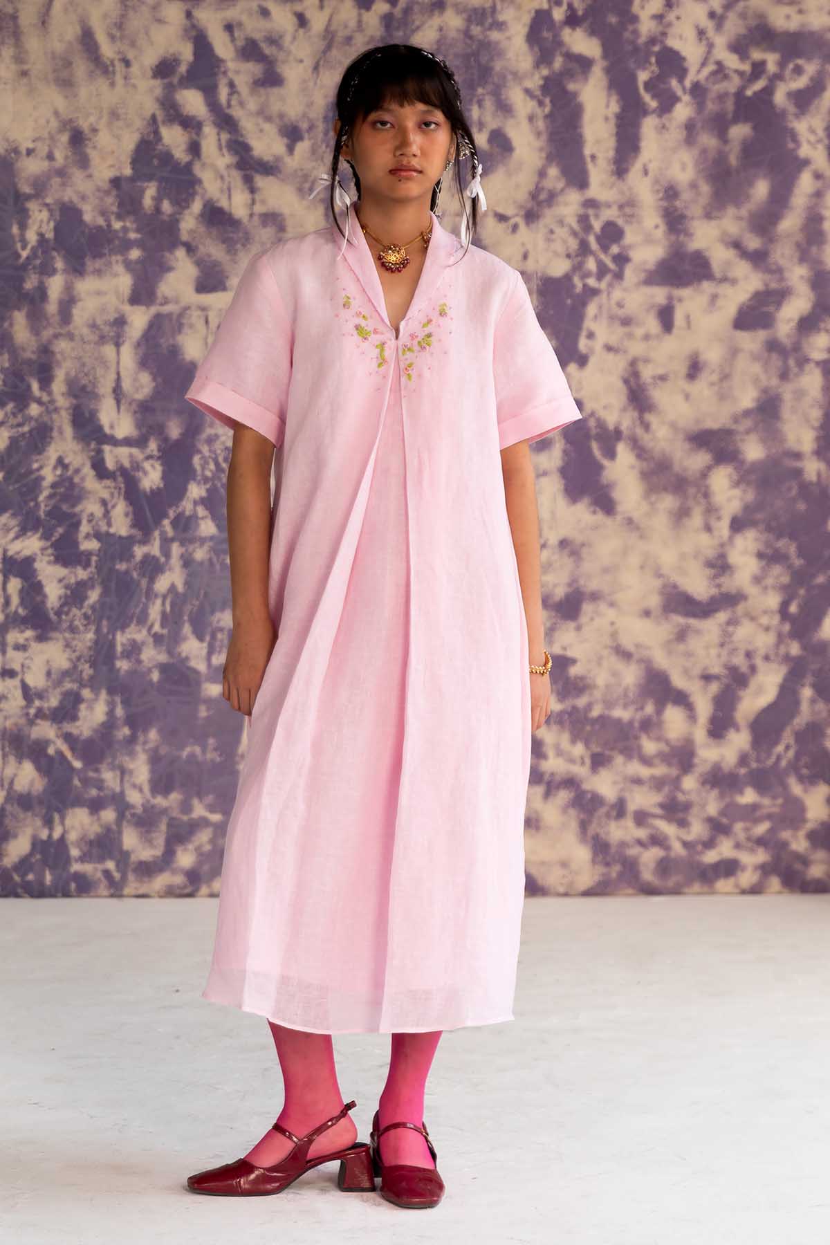 Pastel Pink Embroidered Dress