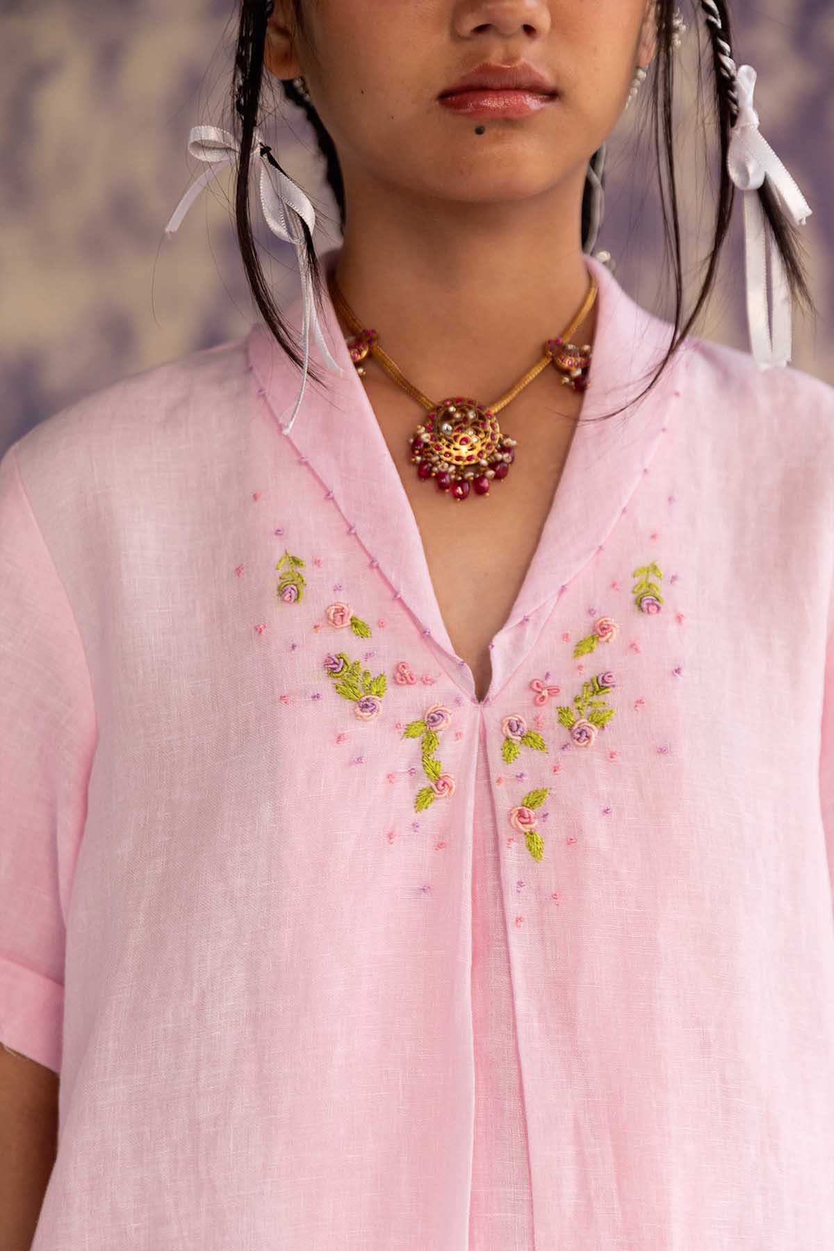 Pastel Pink Embroidered Dress