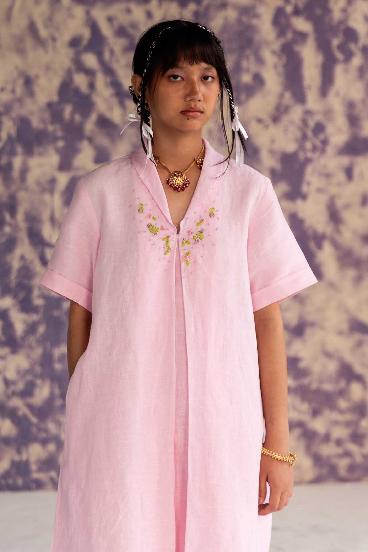 Pastel Pink Embroidered Dress