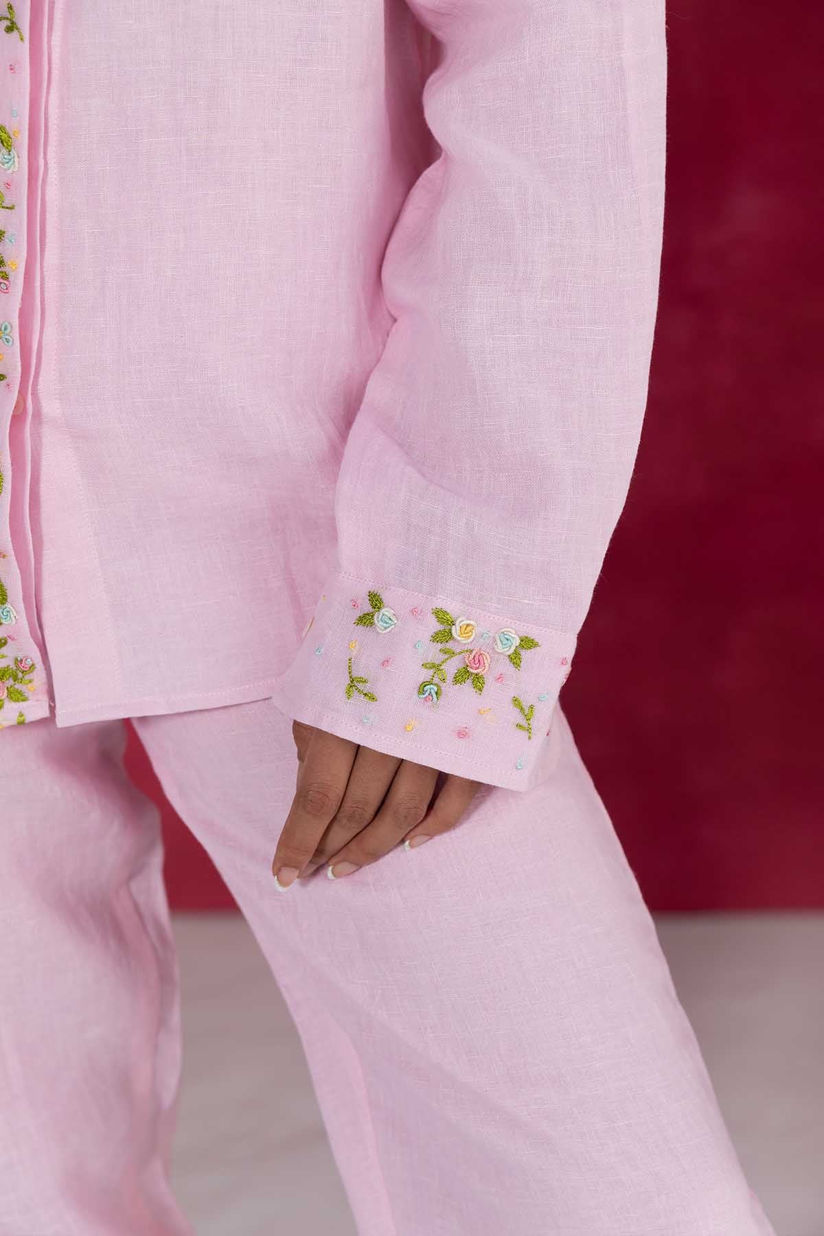 Pastel Pink Embroidered Shirt