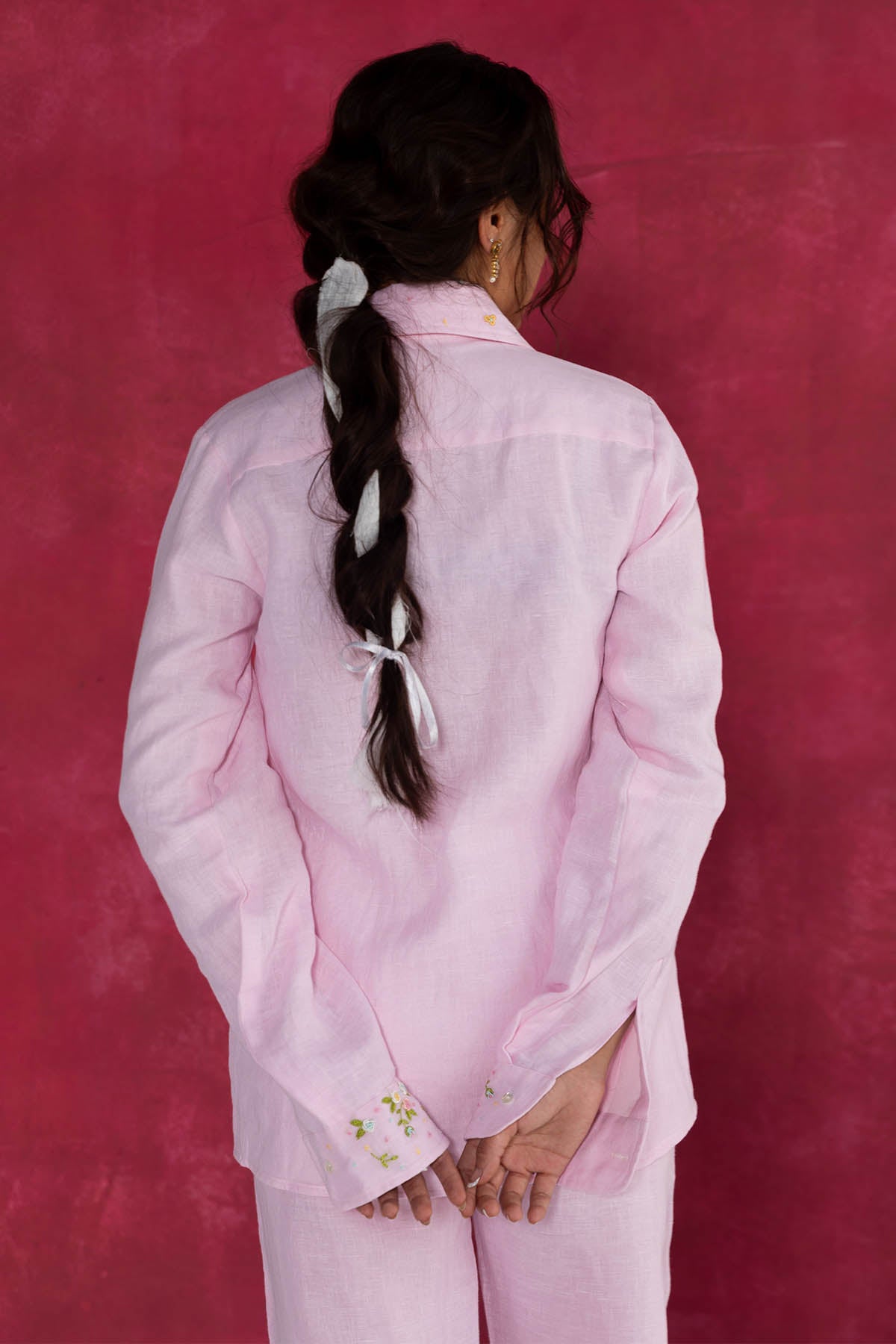 Pastel Pink Embroidered Shirt