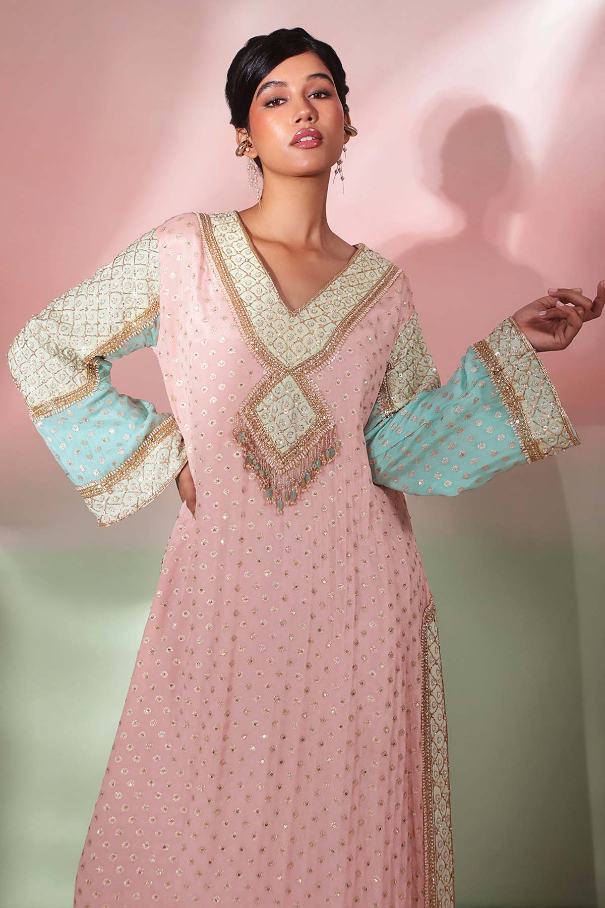 Pastel Pink Georgette Kaftan