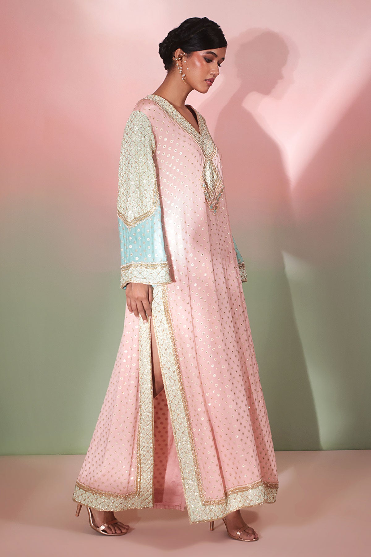 Pastel Pink Georgette Kaftan