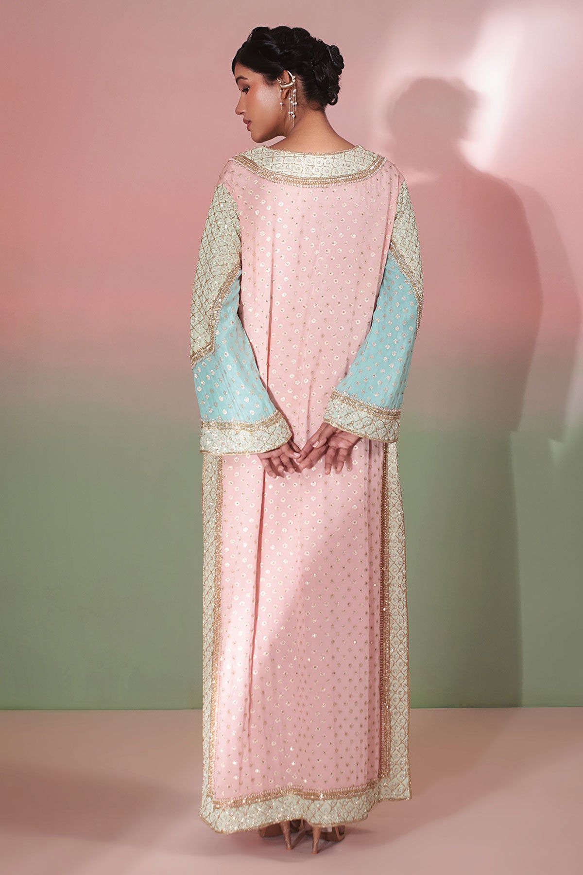 Pastel Pink Georgette Kaftan