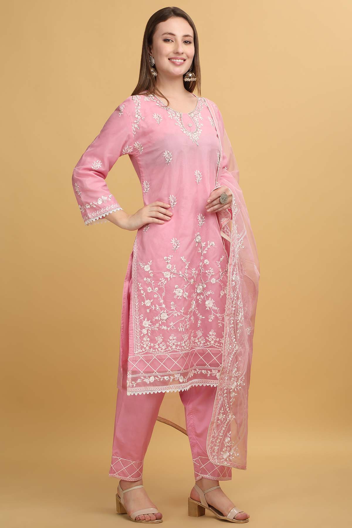Pastel Pink Georgette Kurta Set