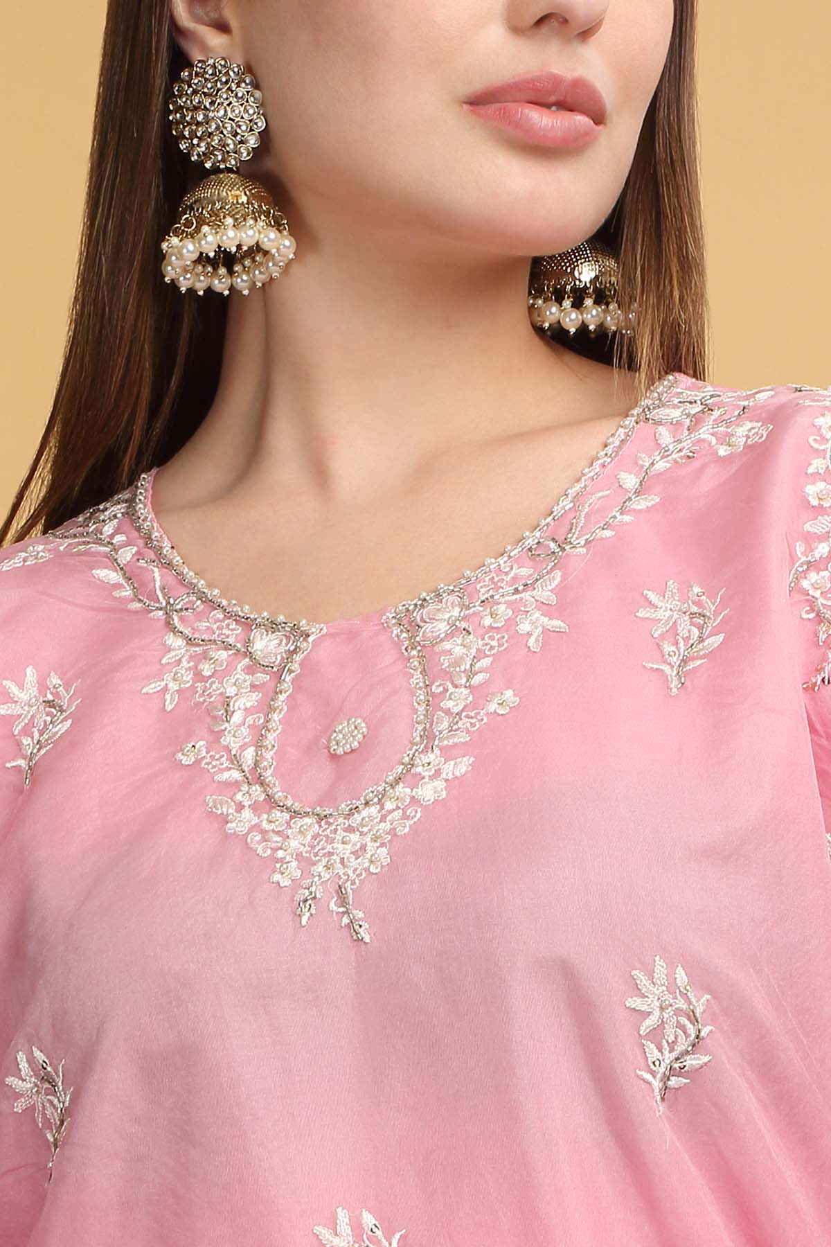 Pastel Pink Georgette Kurta Set