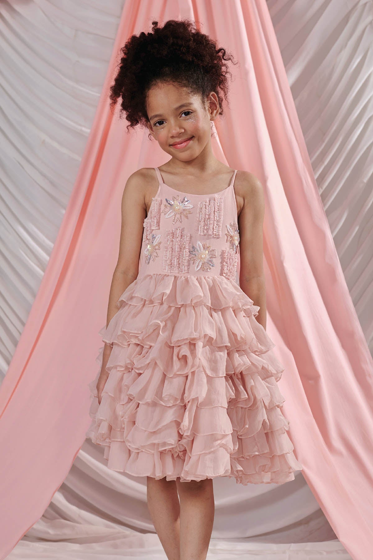 Designer Littleens Pastel Pink Layered Dress For Kids (Boys & Girls) Available online at ScrollnShops