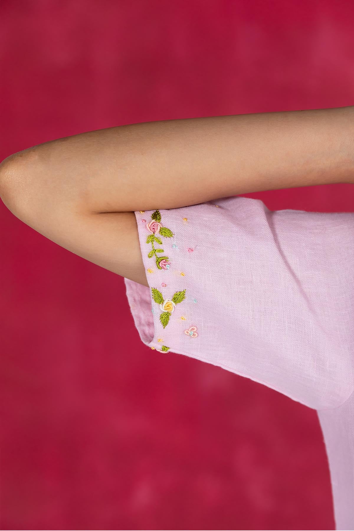 Pastel Pink Linen Midi Dress