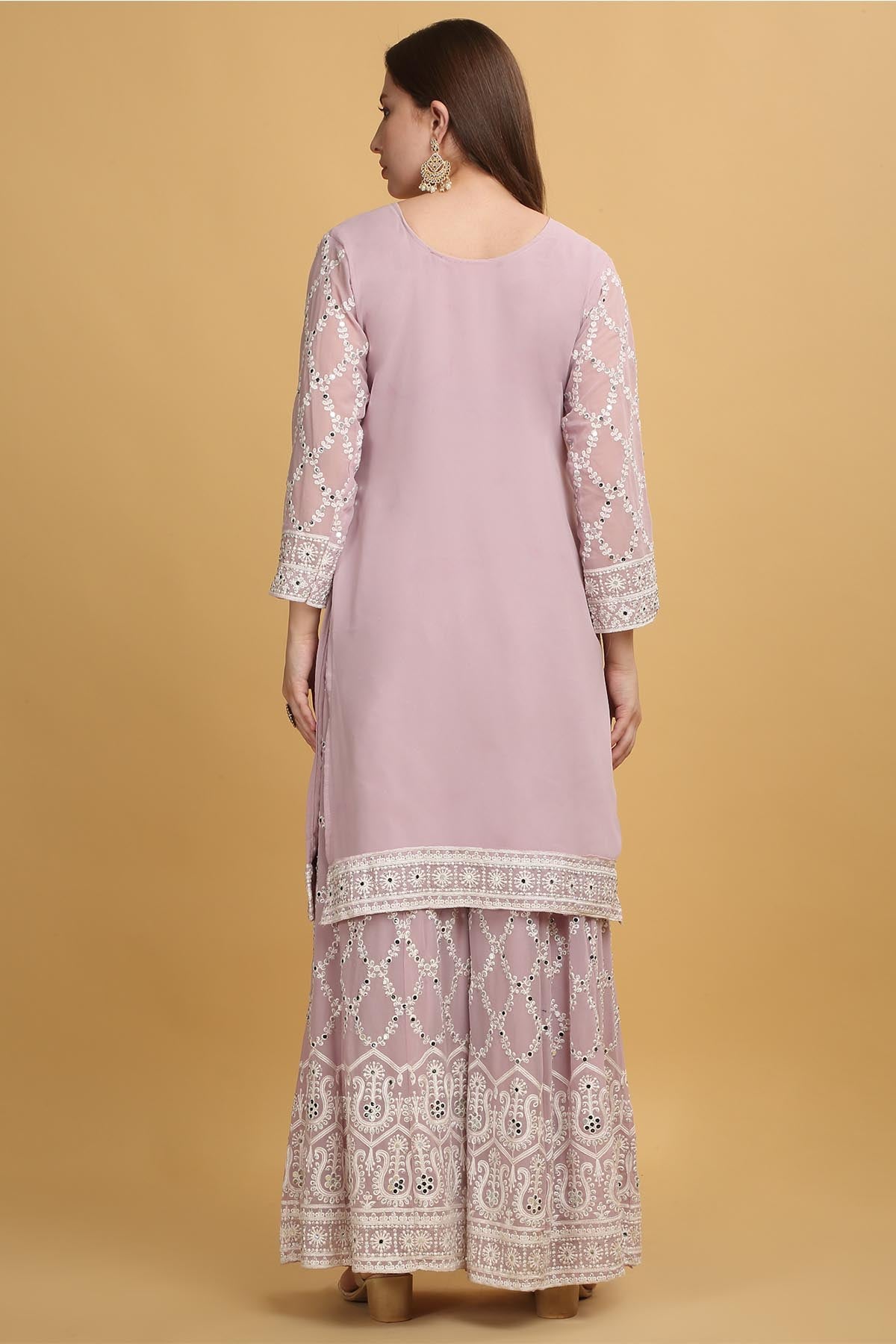 Pastel Pink Mirror Sharara Set