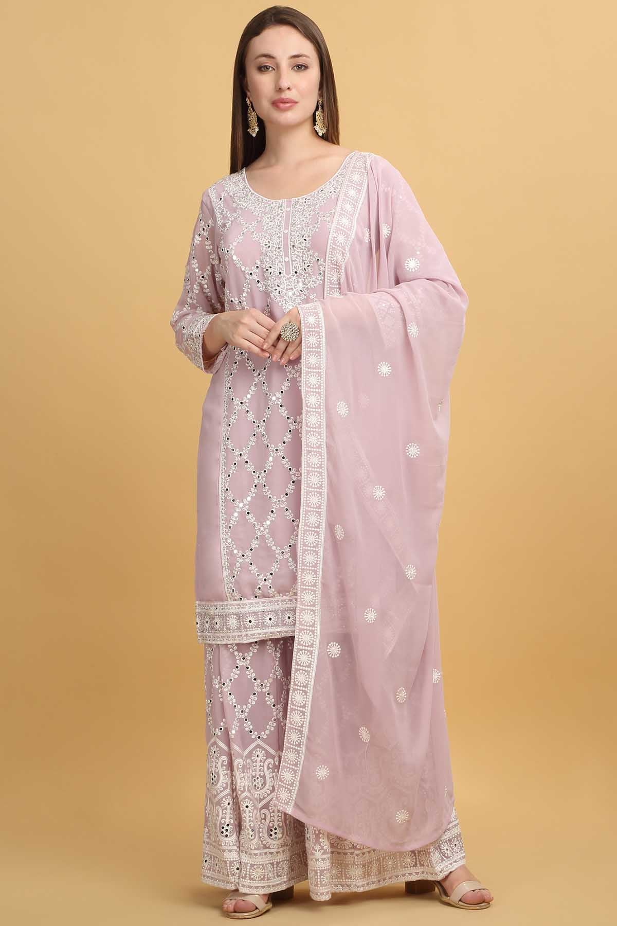 Pastel Pink Mirror Sharara Set