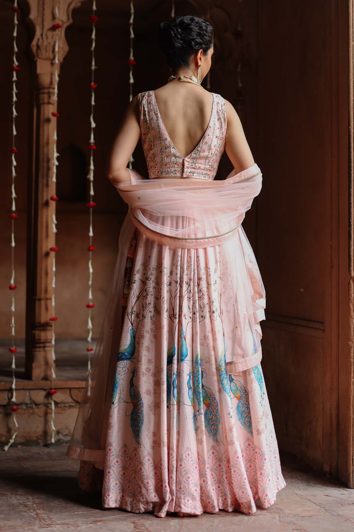 Pastel Pink Printed Lehenga Set