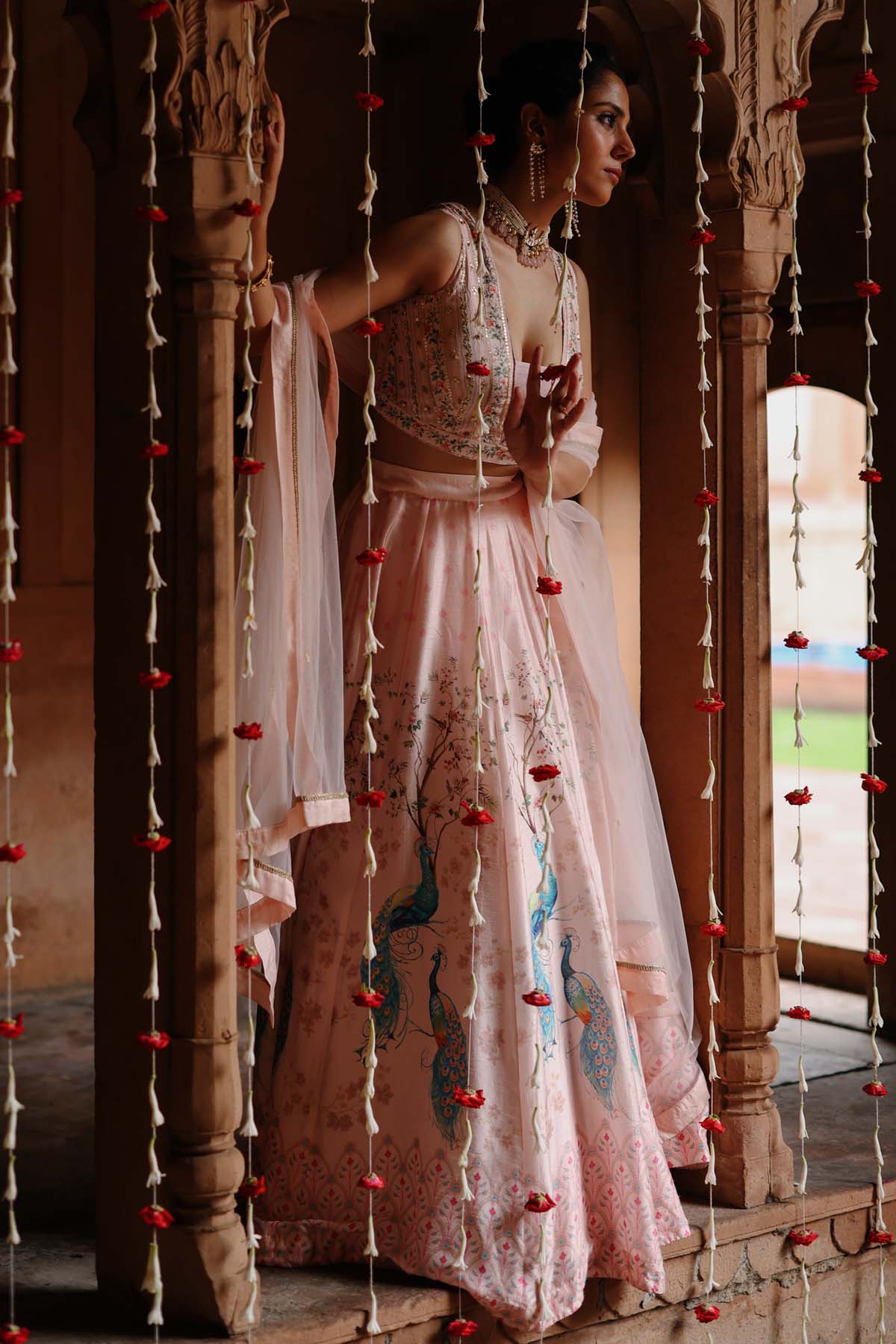Pastel Pink Printed Lehenga Set