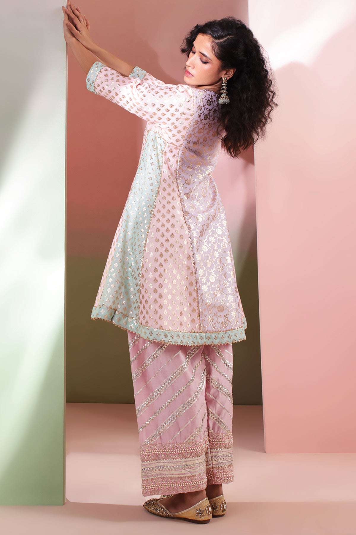Pastel Pink Zardozi Kurta Set