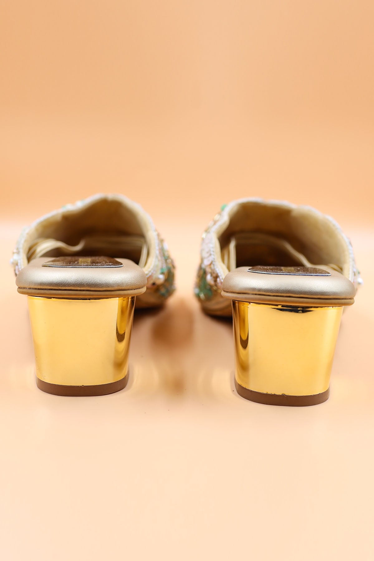 Pastel Sequins Embroidered Mules