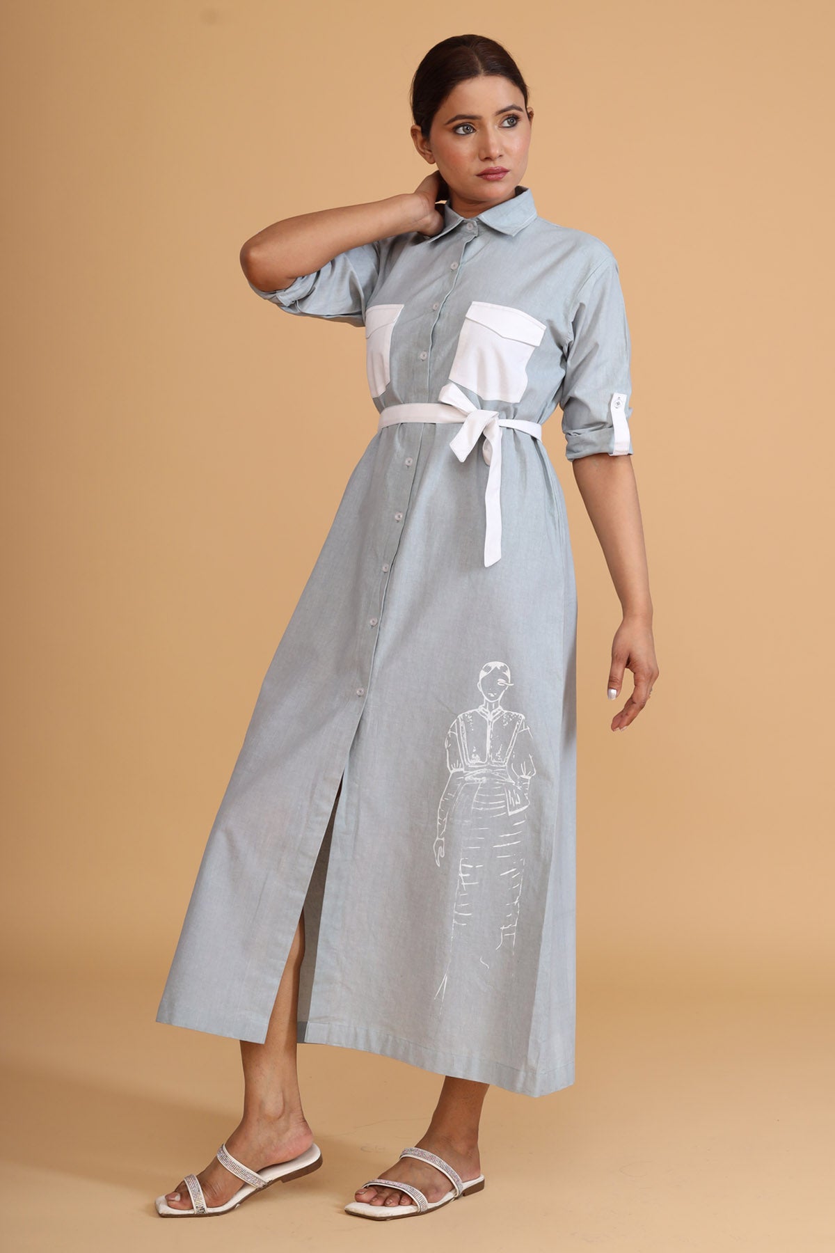 Patch Pocket Side Slit Dress