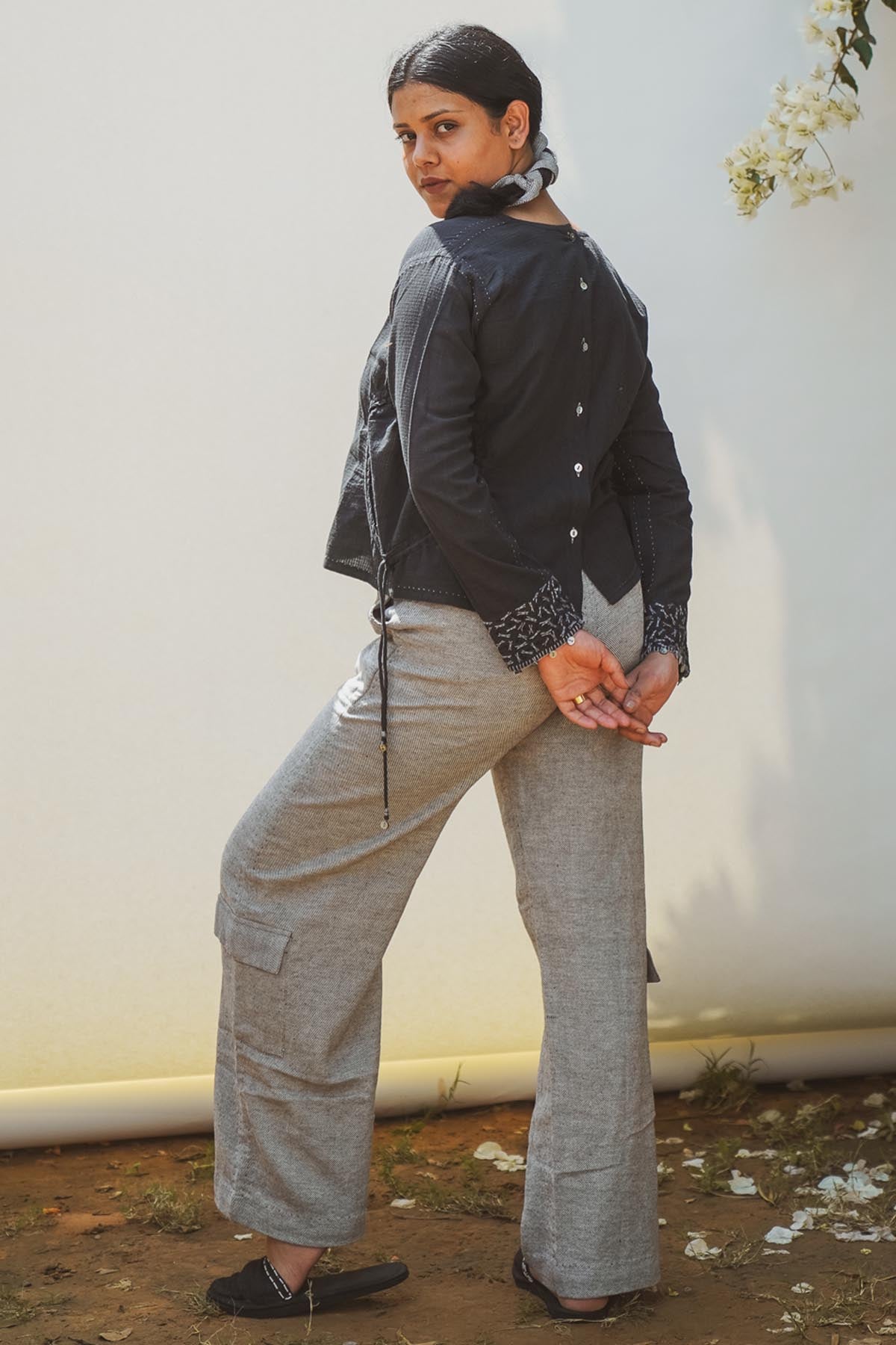 Patch Pockets Panelled Pants