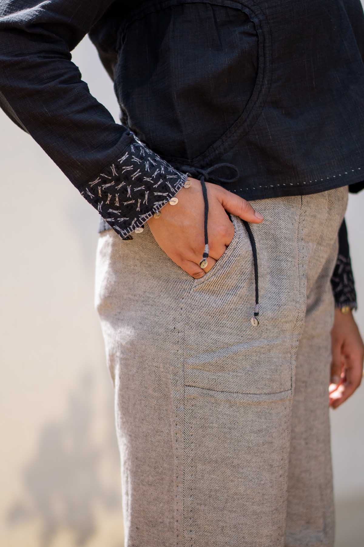 Patch Pockets Panelled Pants