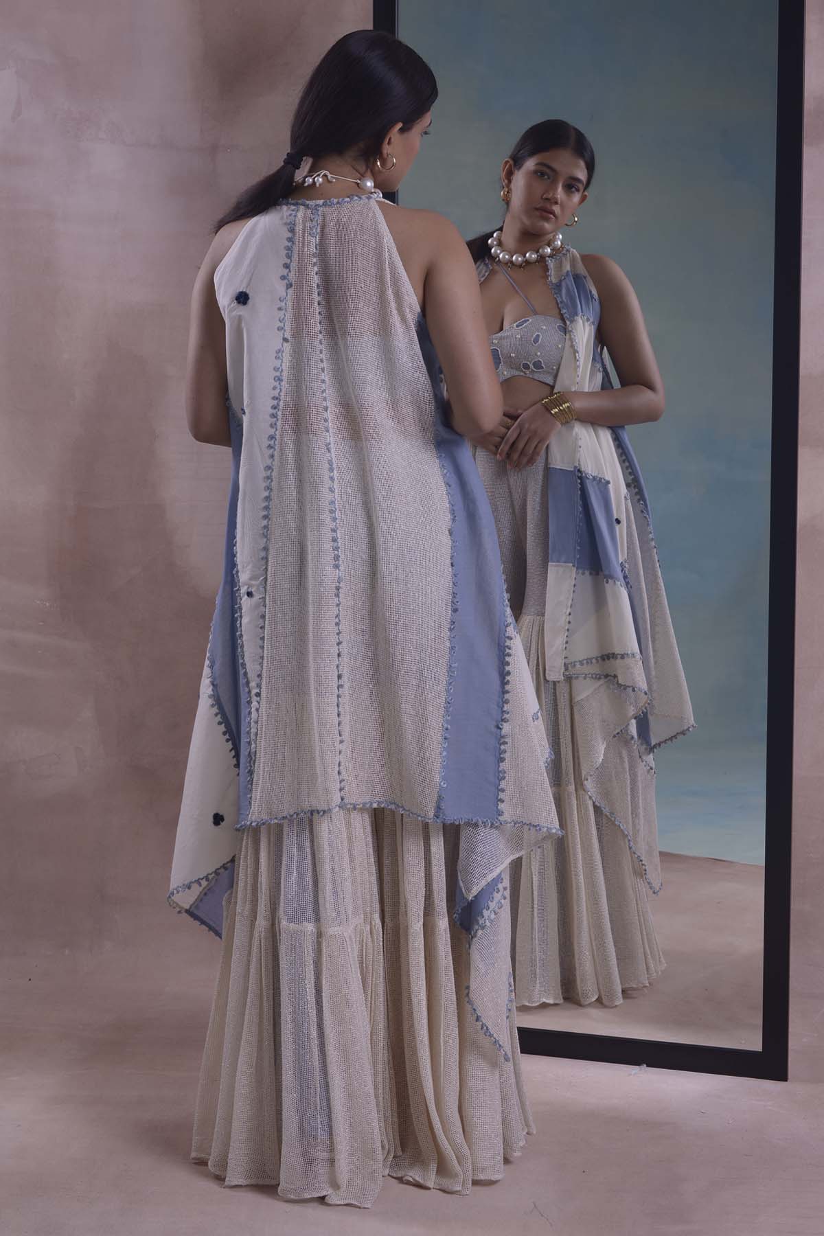 Patchwork Jacket & Sharara Set