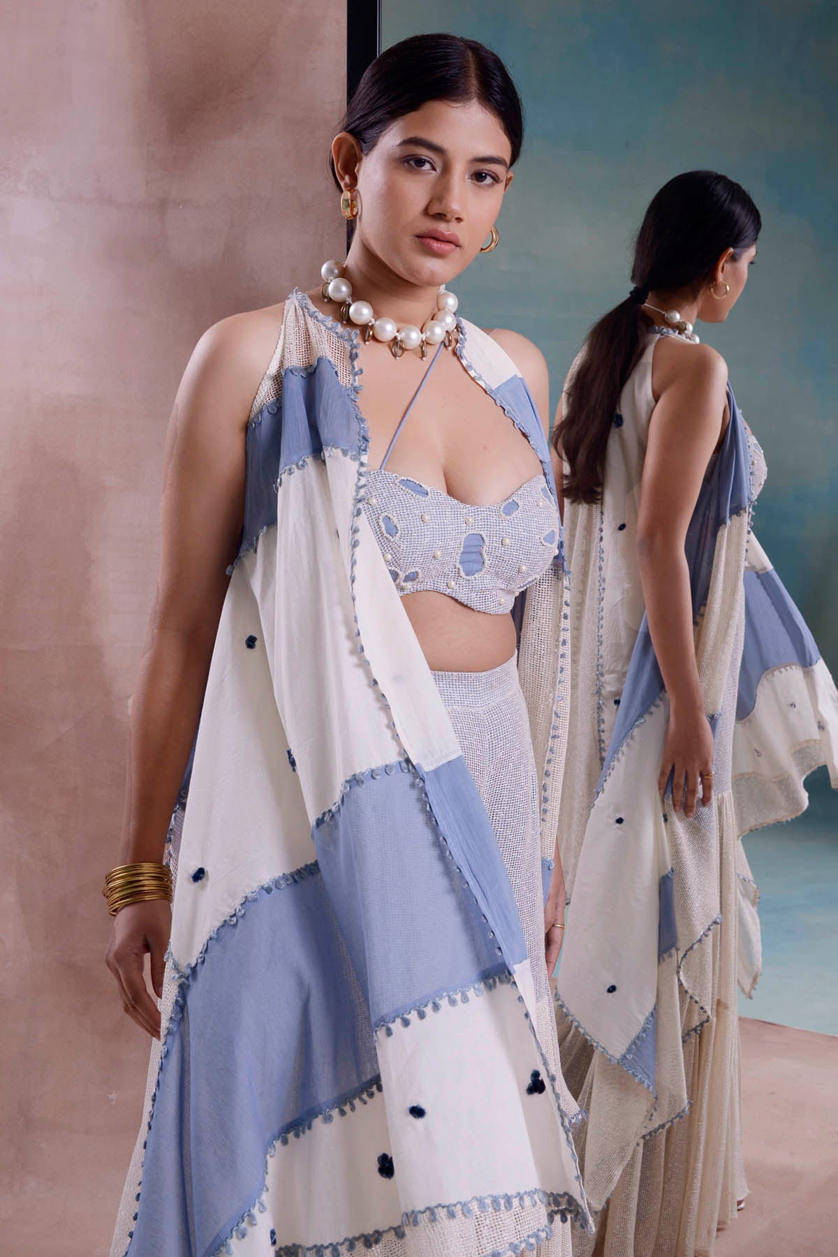 Patchwork Jacket & Sharara Set