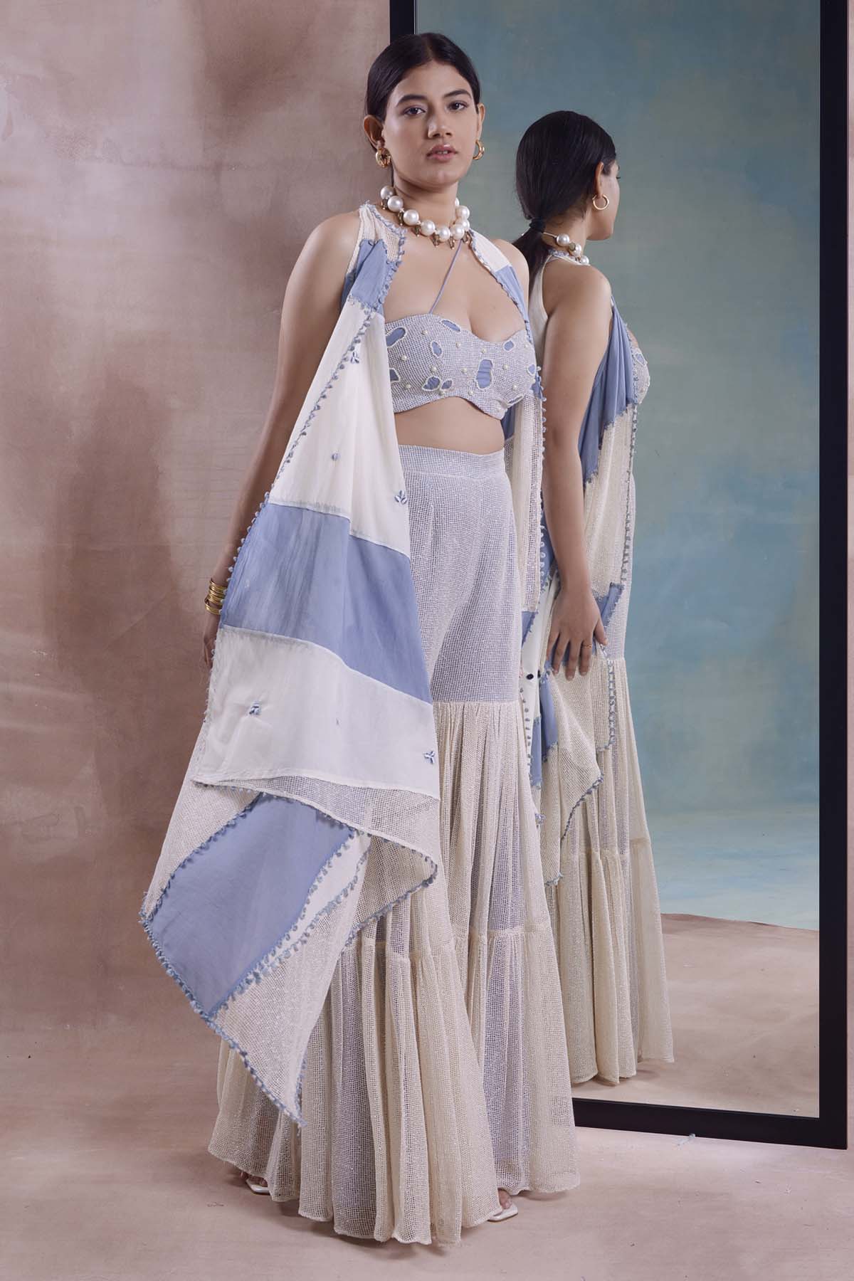 Patchwork Jacket & Sharara Set