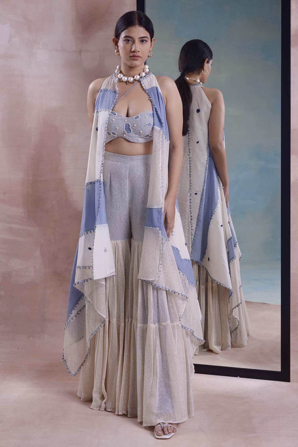 Patchwork Jacket & Sharara Set