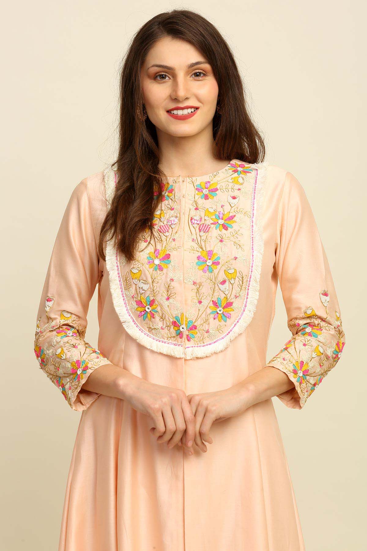 Chanderi High-Low Kurta Set