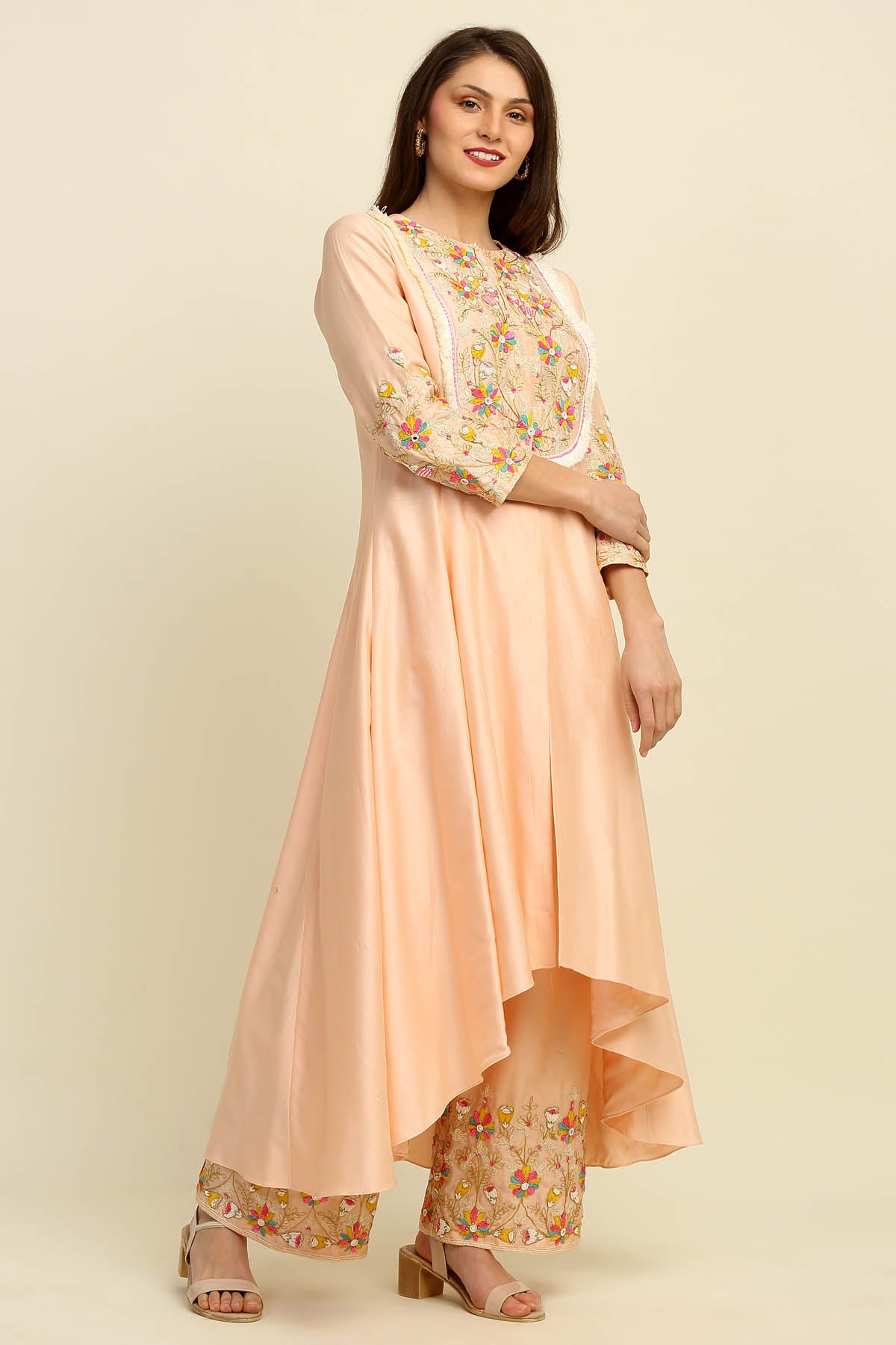 Chanderi High-Low Kurta Set