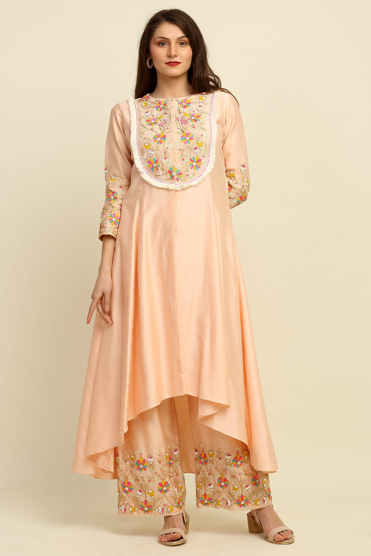 Chanderi High-Low Kurta Set