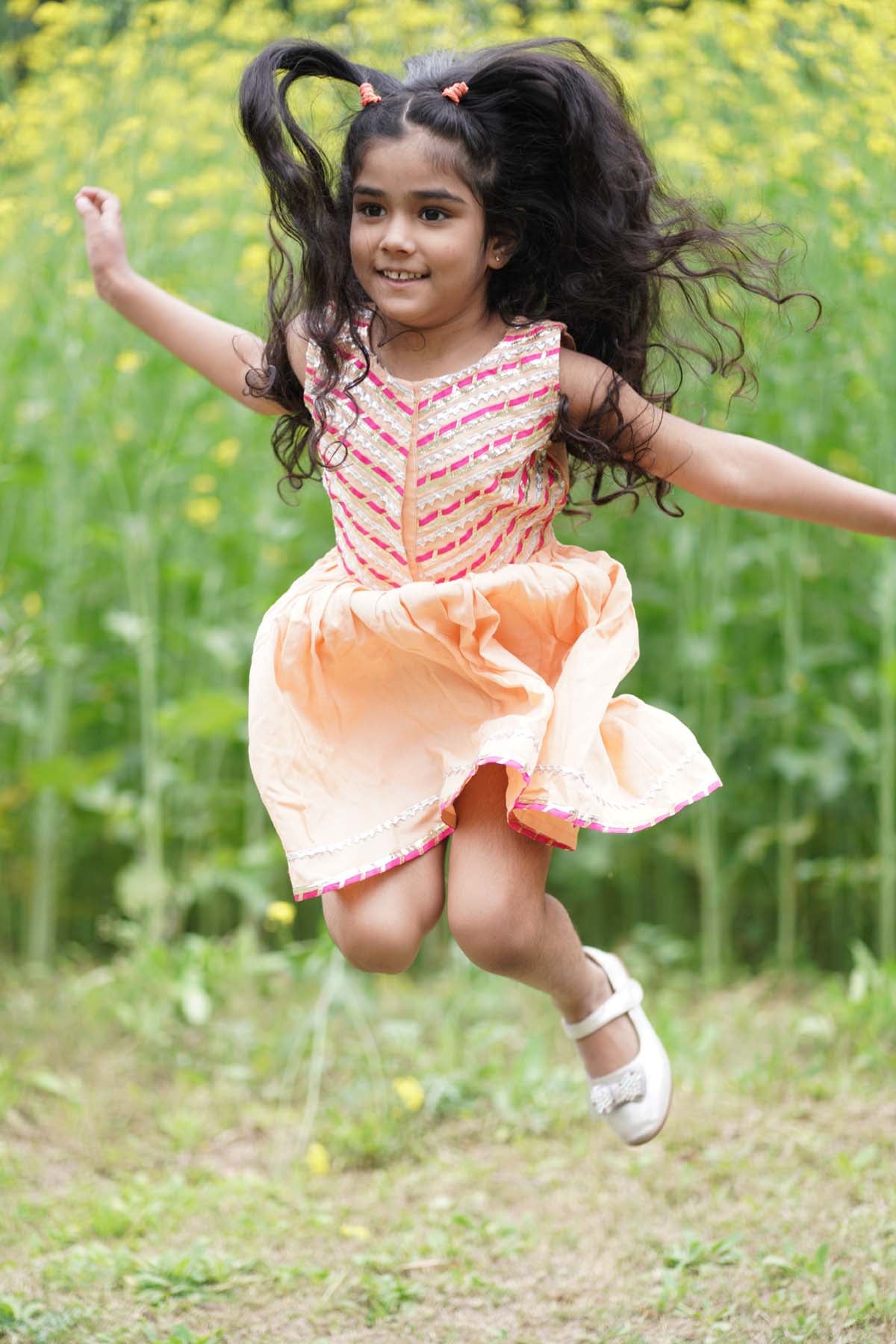 Peach Lace Embellished Dress