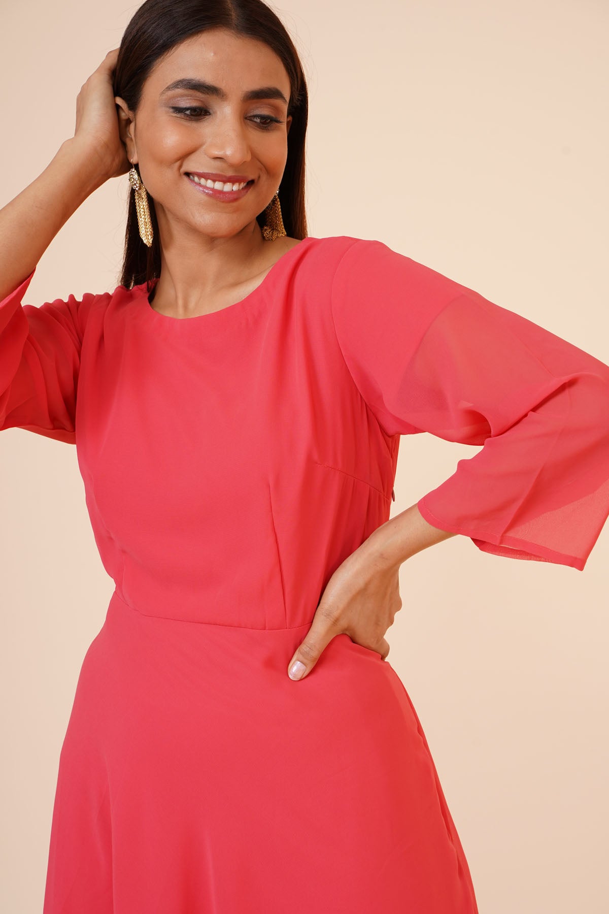 Peach Georgette Dress