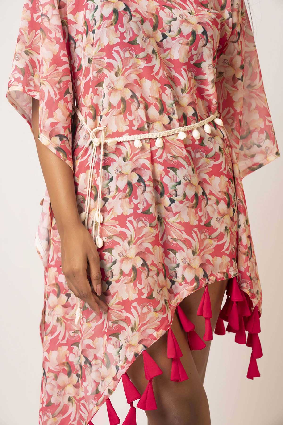 Peach Georgette Floral Dress