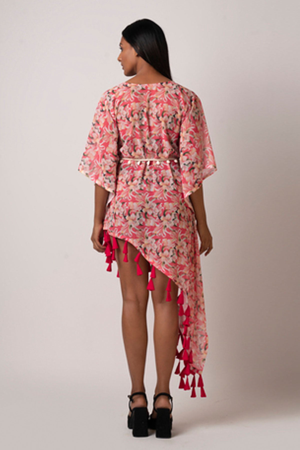 Peach Georgette Floral Dress