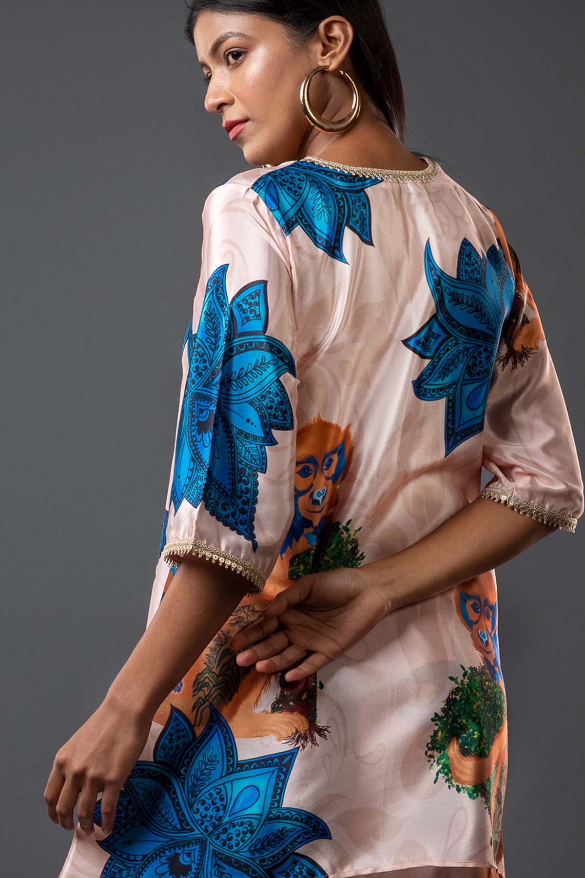 Peach Printed Crepe Co-ord Set