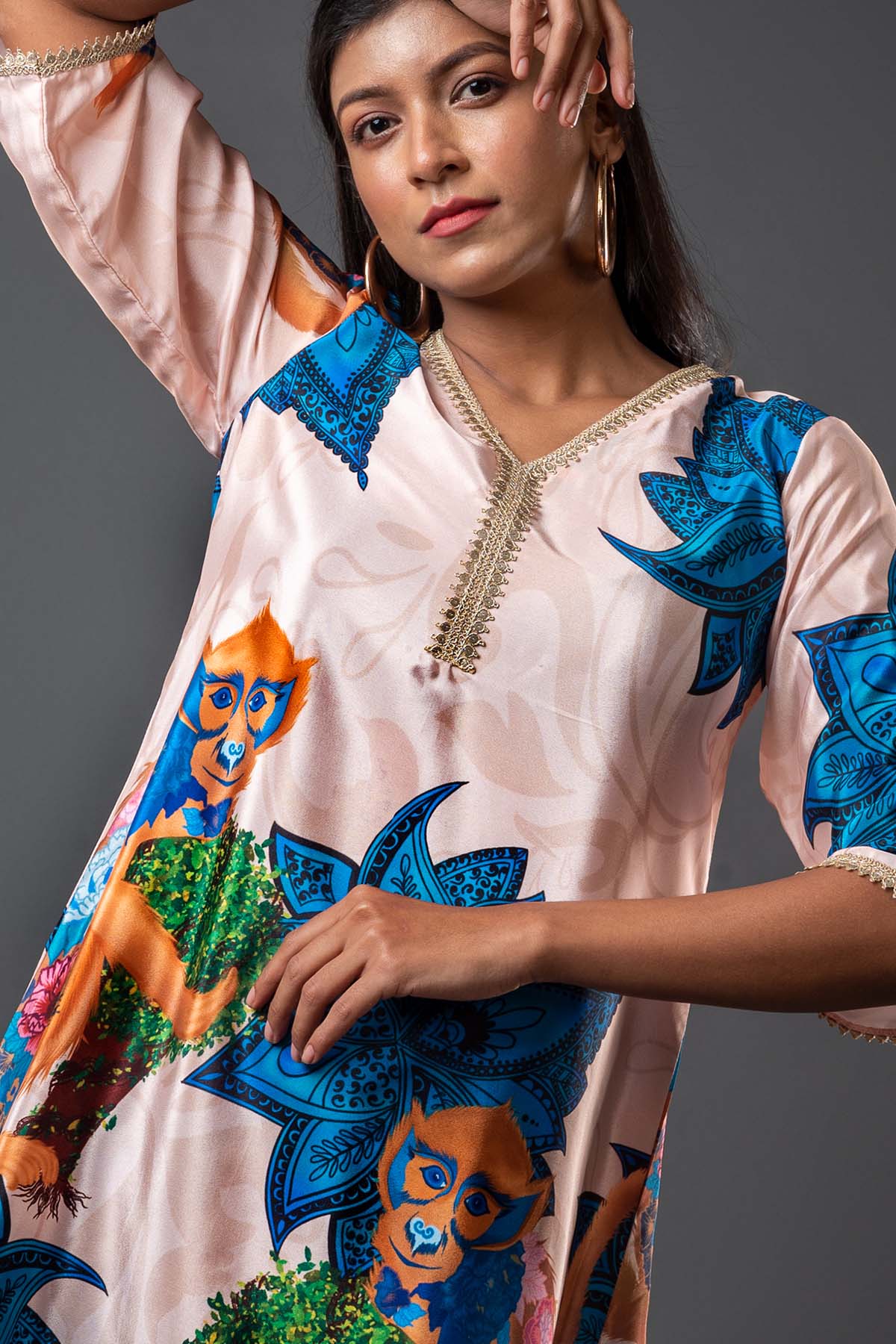 Peach Printed Crepe Co-ord Set