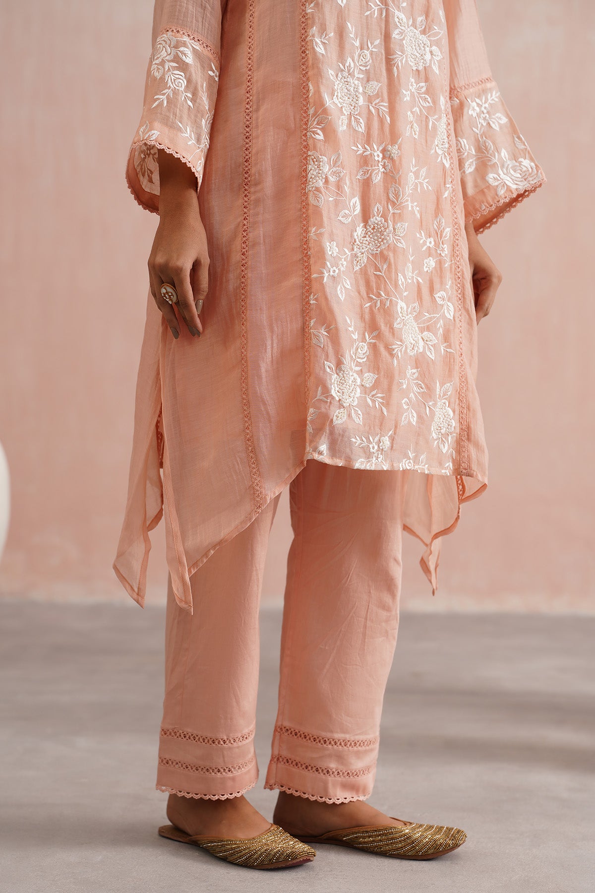 Peach A-Line Short Kurta Set