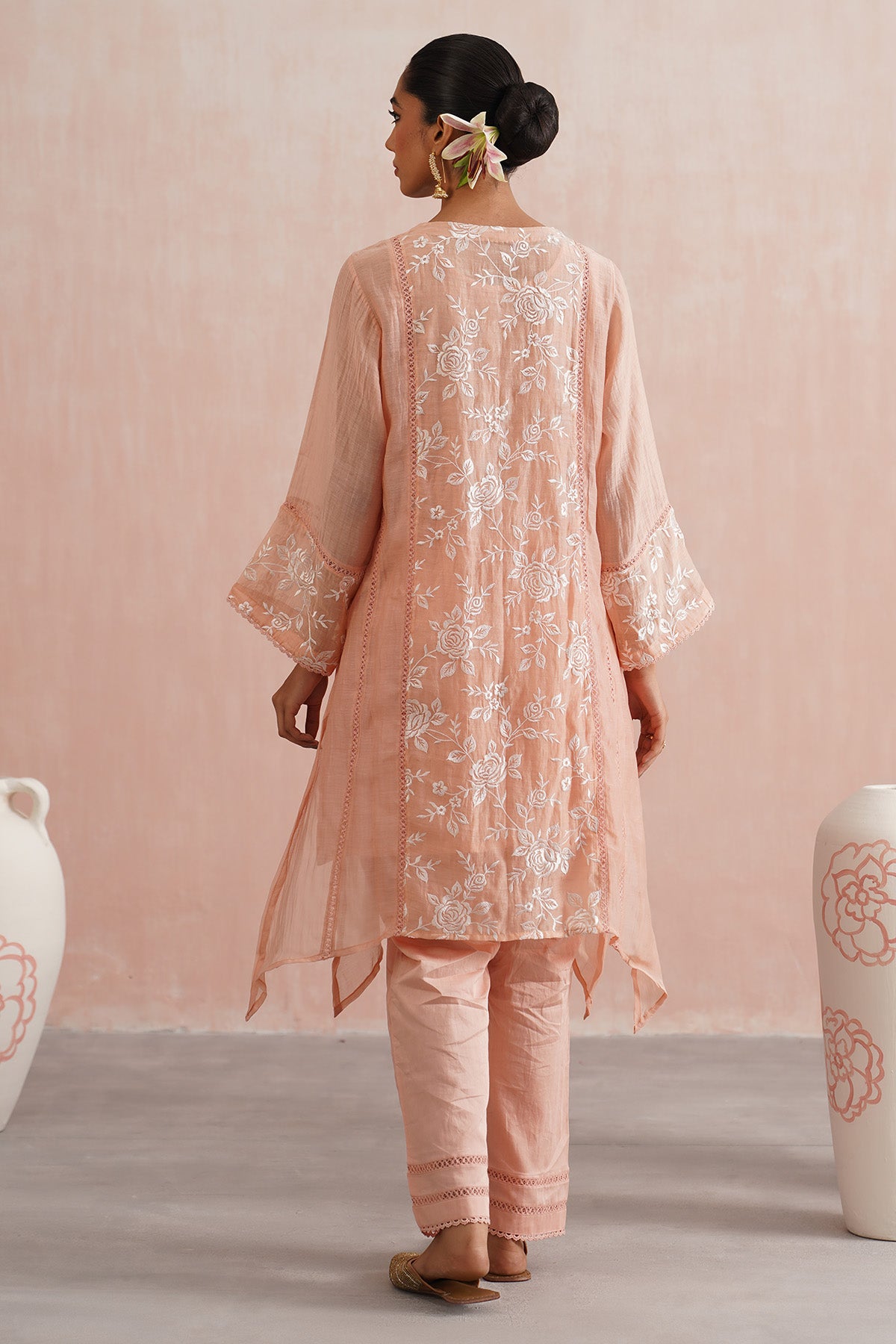 Peach A-Line Short Kurta Set
