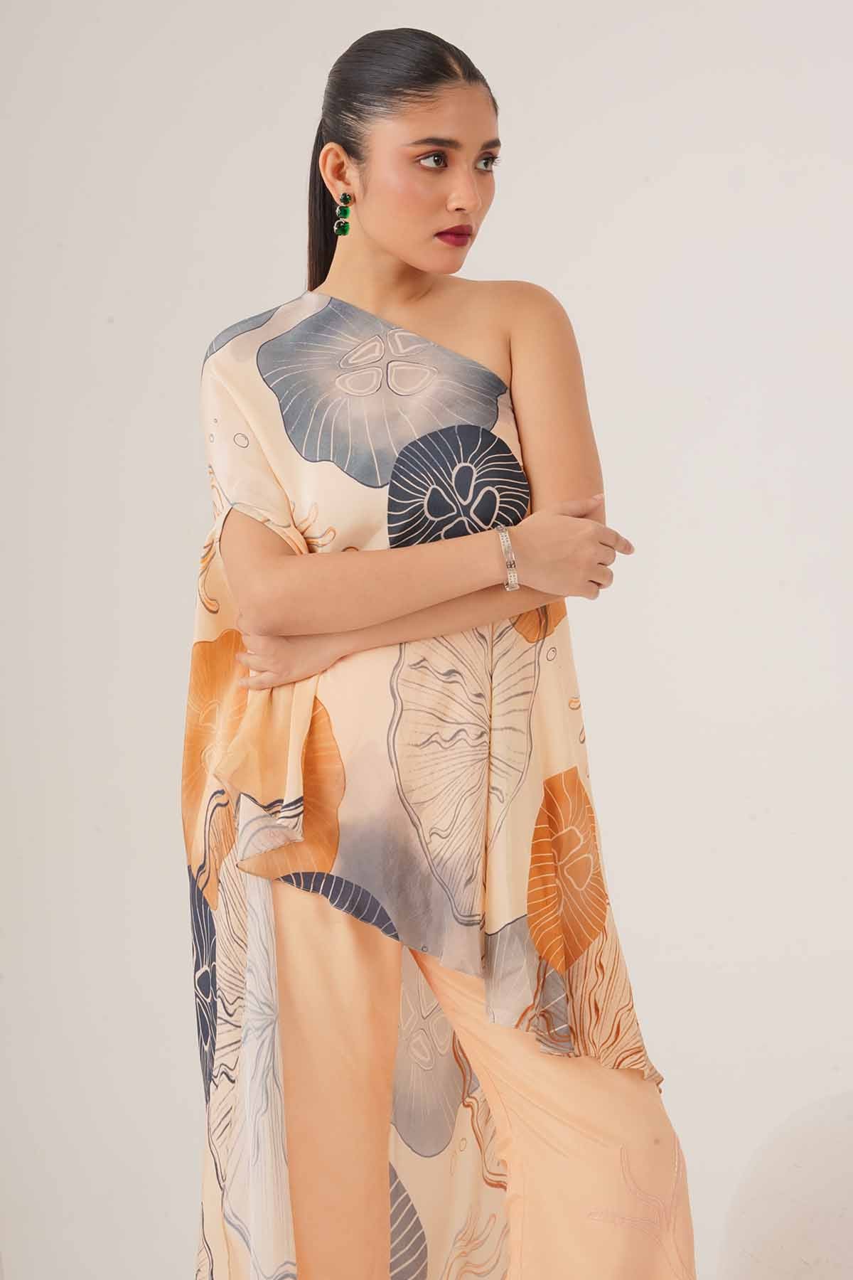 Peach Asymmetrical Top & Pants