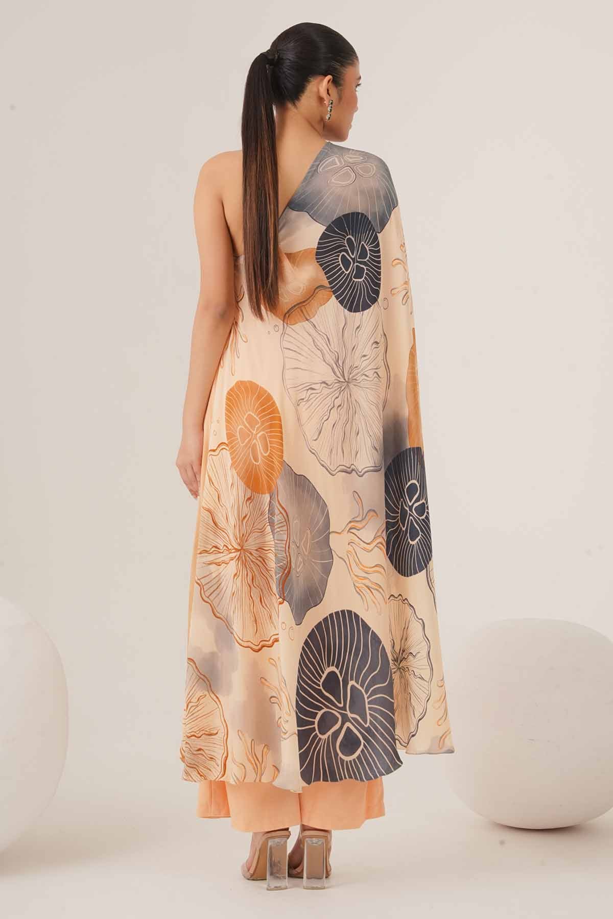 Peach Asymmetrical Top & Pants