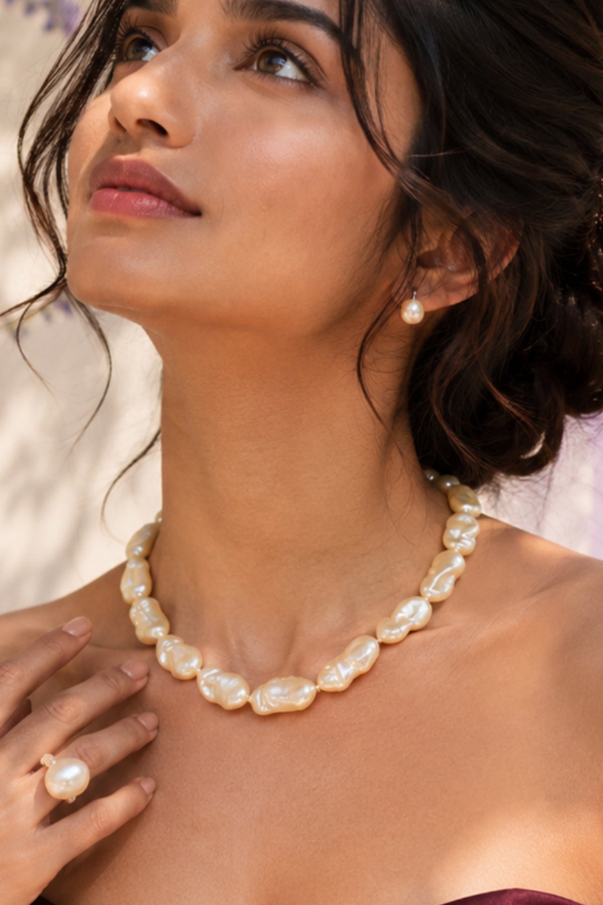 Buy Peach Baroque Pearls Necklace for women by J Pearls online available at scrollnshops