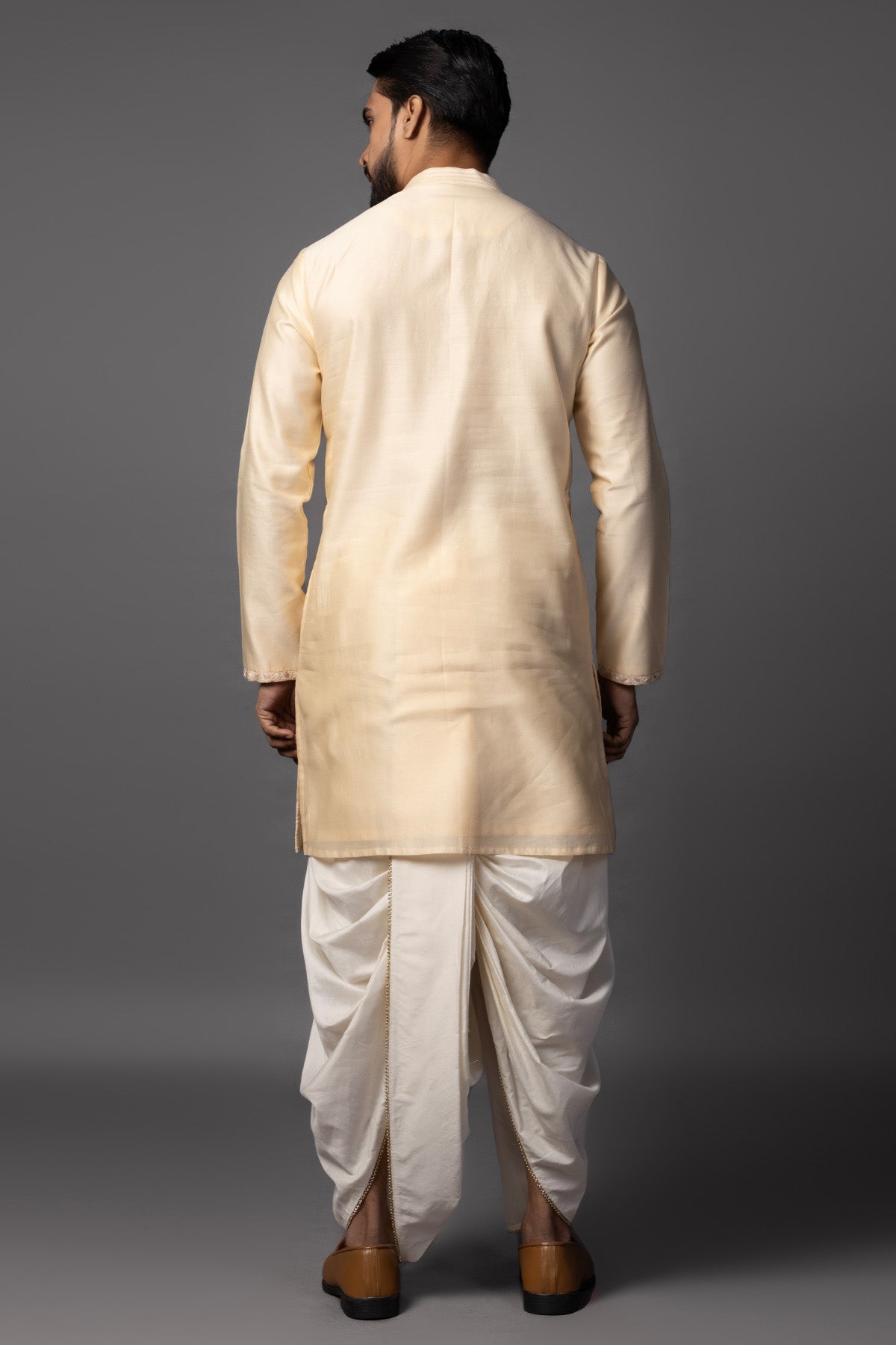 Peach Chanderi Resham Kurta Set