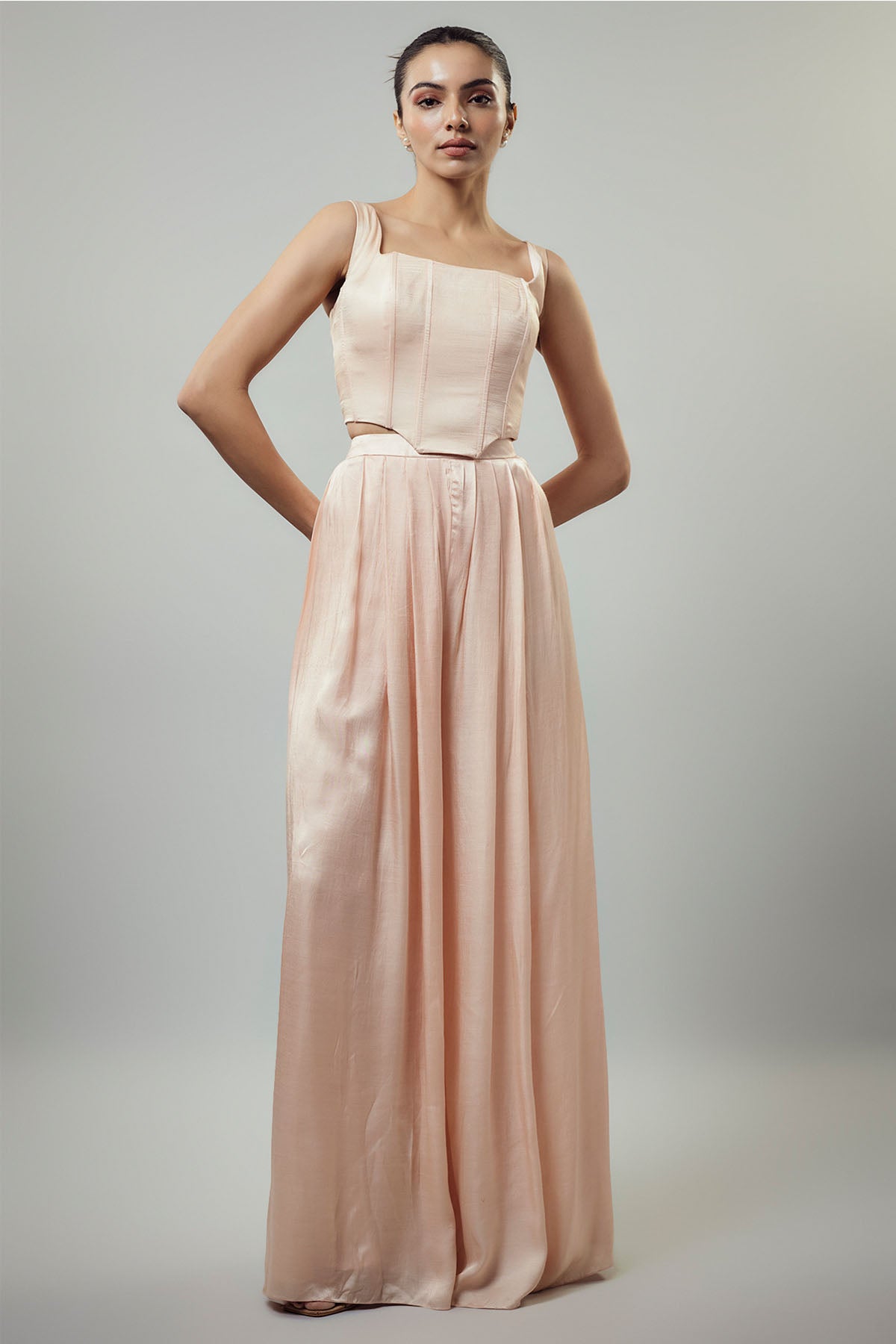 Buy Peach Corset & Flared Pants by Emblaze for women online at ScrollnShops