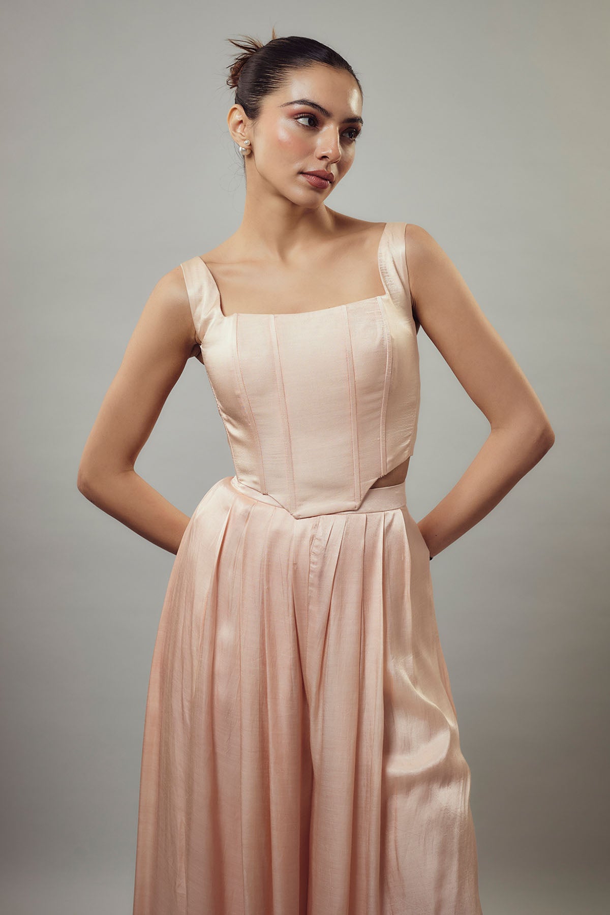 Peach Corset & Flared Pants