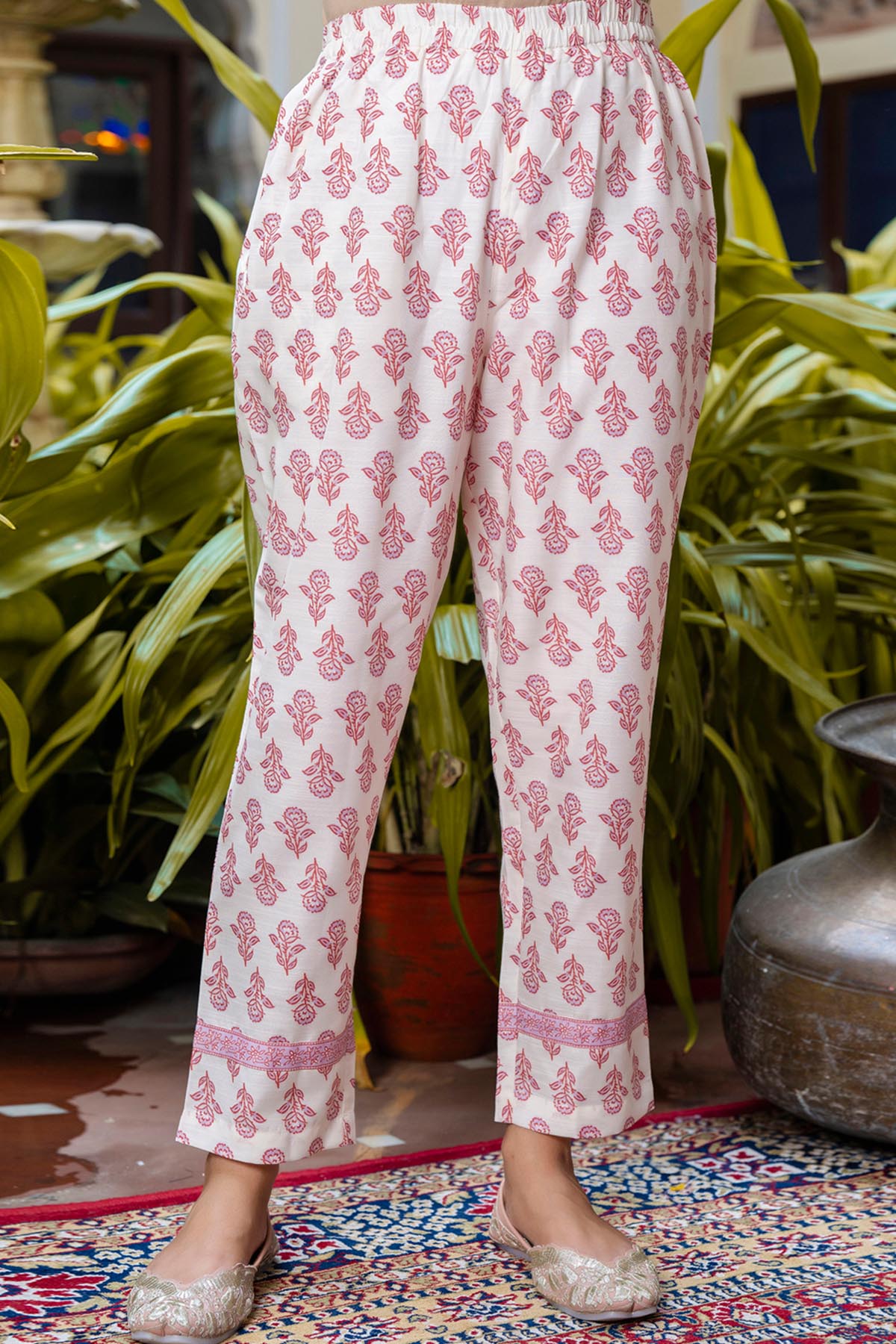Peach Cotton Blend Kurta Set