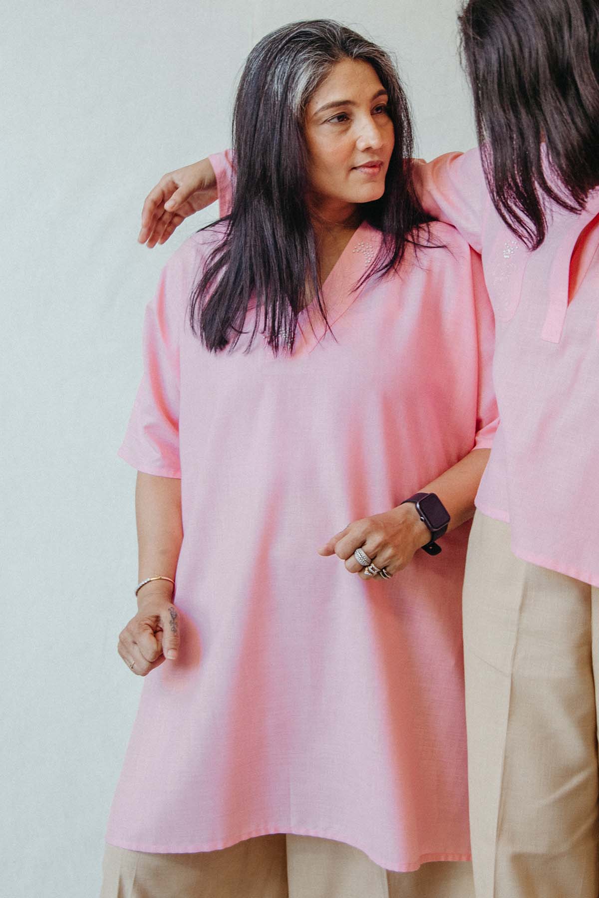Chhaya Gandhi Peach Cotton Embellished Tunic for women online at ScrollnShops