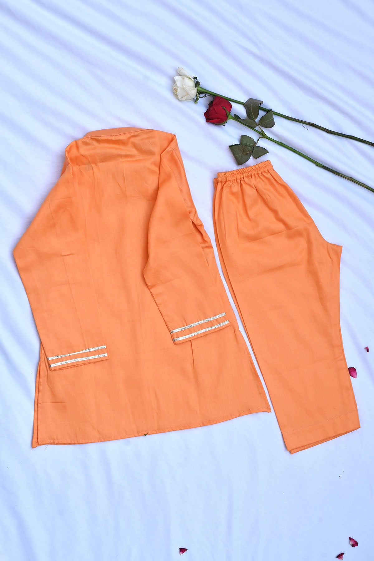 Peach Cotton Kurta & Pyjama